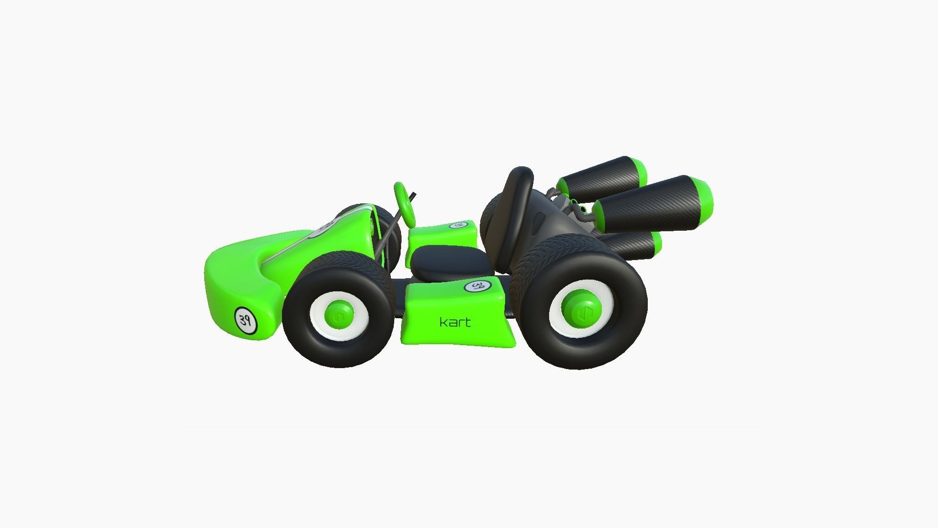 Cartoon Kart C04 Green - Vehicle Racing Design Low-poly 3D model_3