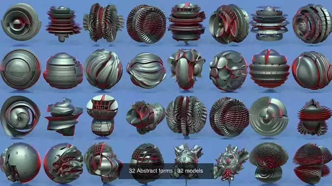 32 Abstract forms 3D Model Collection