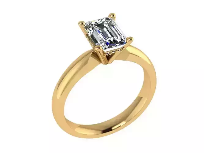 Ring158 emerald cut engagement ring gold