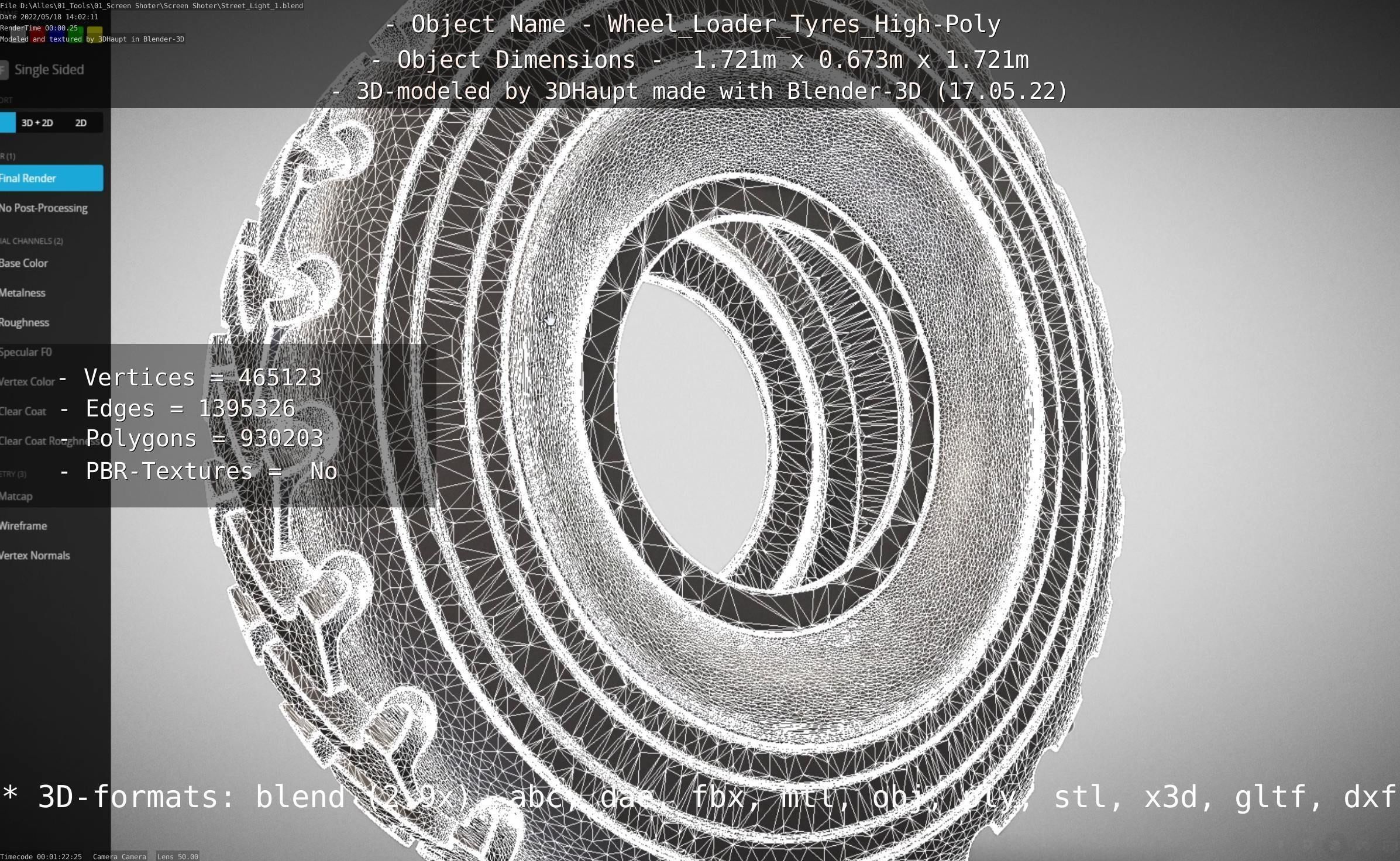 Wheel Loader Tyre High Poly Version 3D model_109