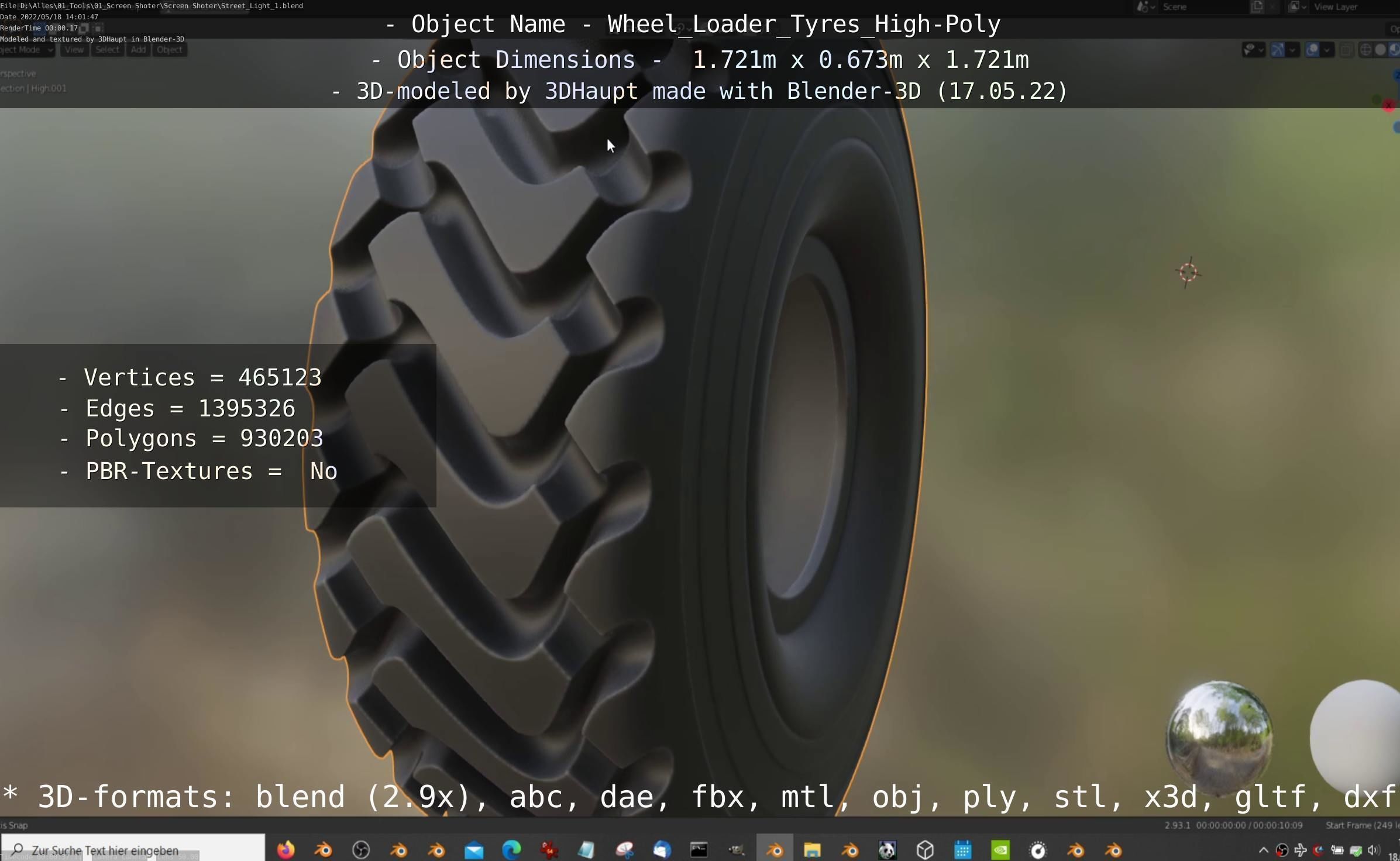 Wheel Loader Tyre High Poly Version 3D model_55