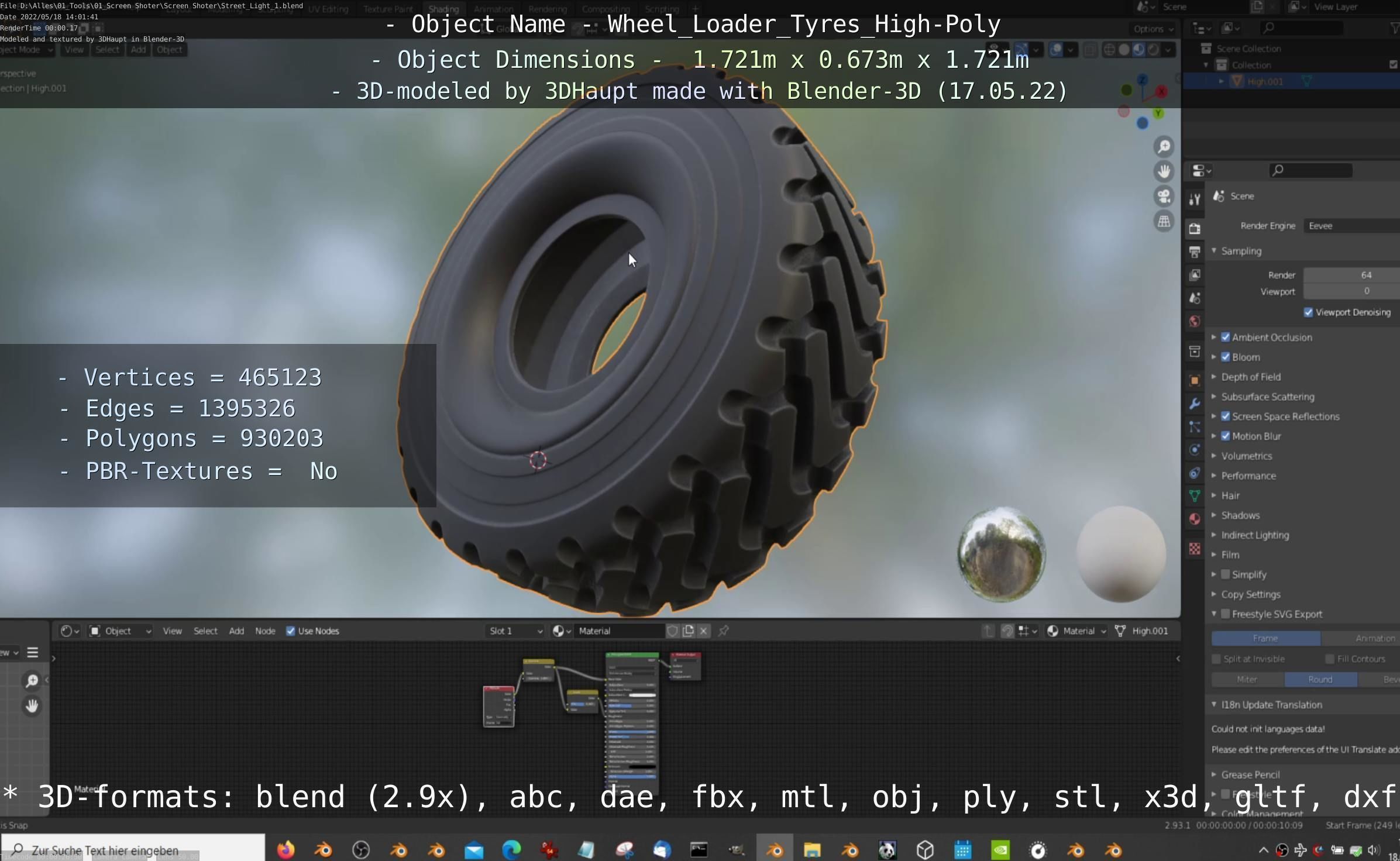 Wheel Loader Tyre High Poly Version 3D model_49