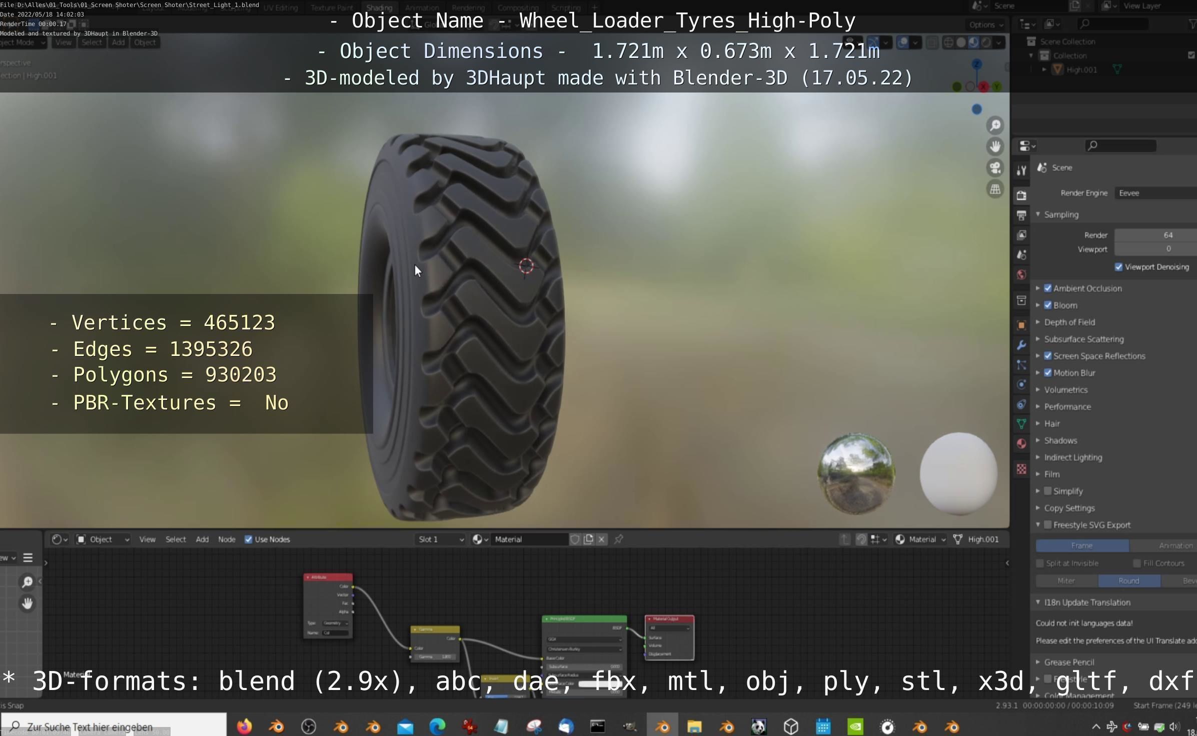 Wheel Loader Tyre High Poly Version 3D model_105