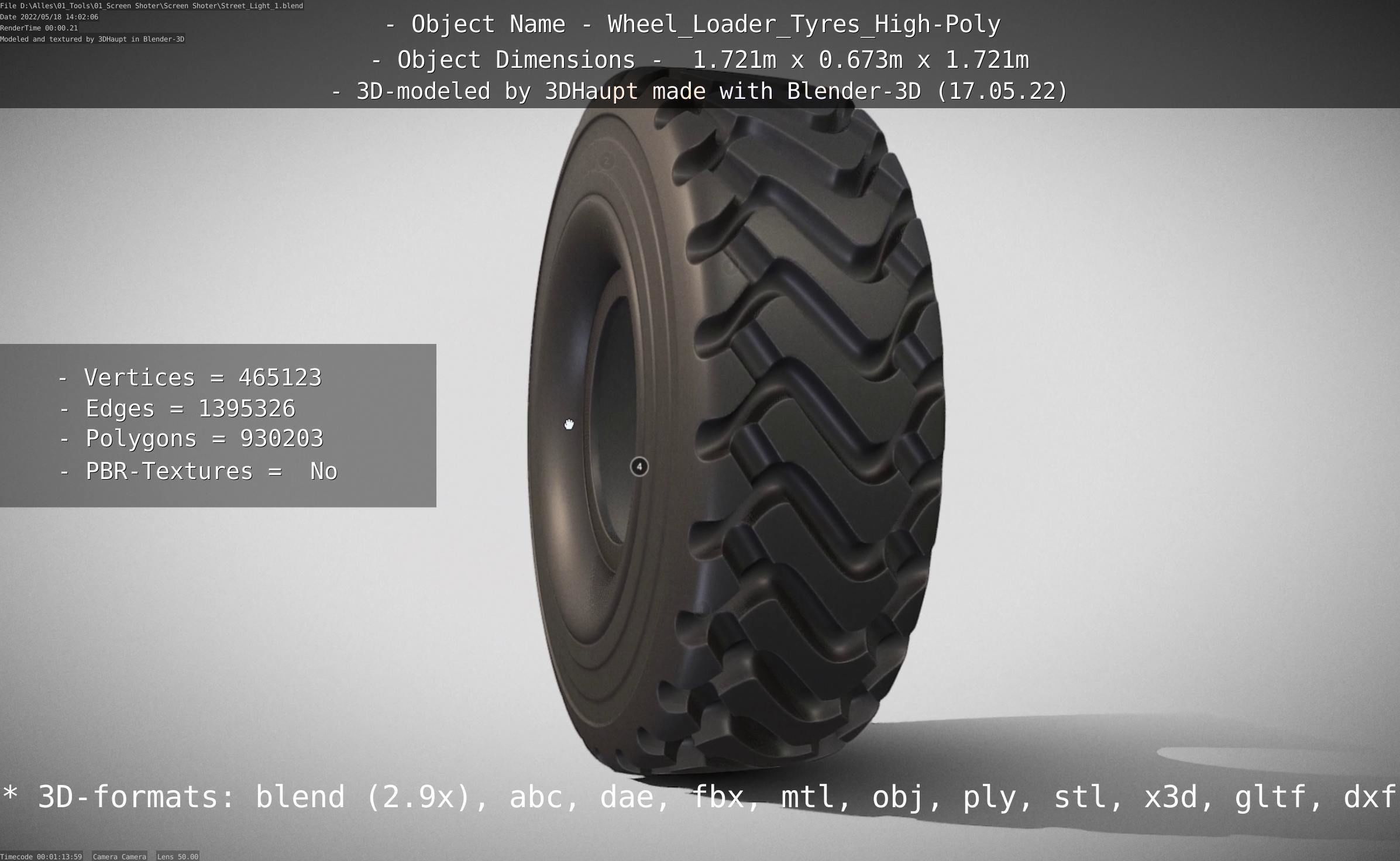 Wheel Loader Tyre High Poly Version 3D model_20