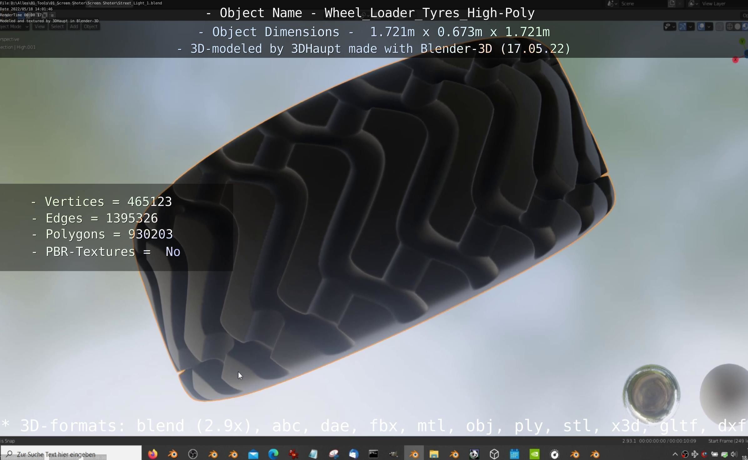 Wheel Loader Tyre High Poly Version 3D model_52