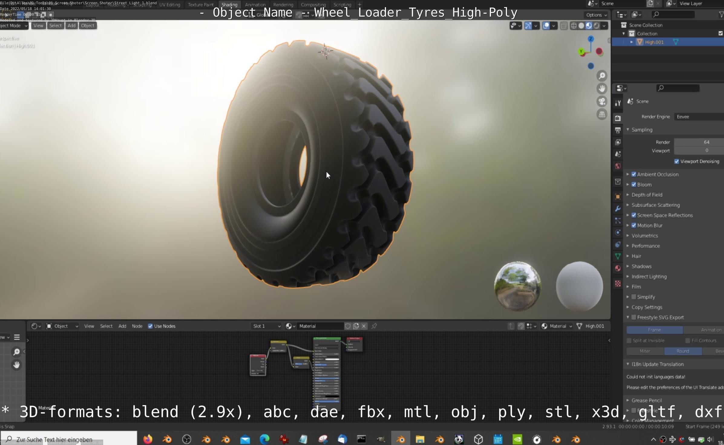 Wheel Loader Tyre High Poly Version 3D model_30