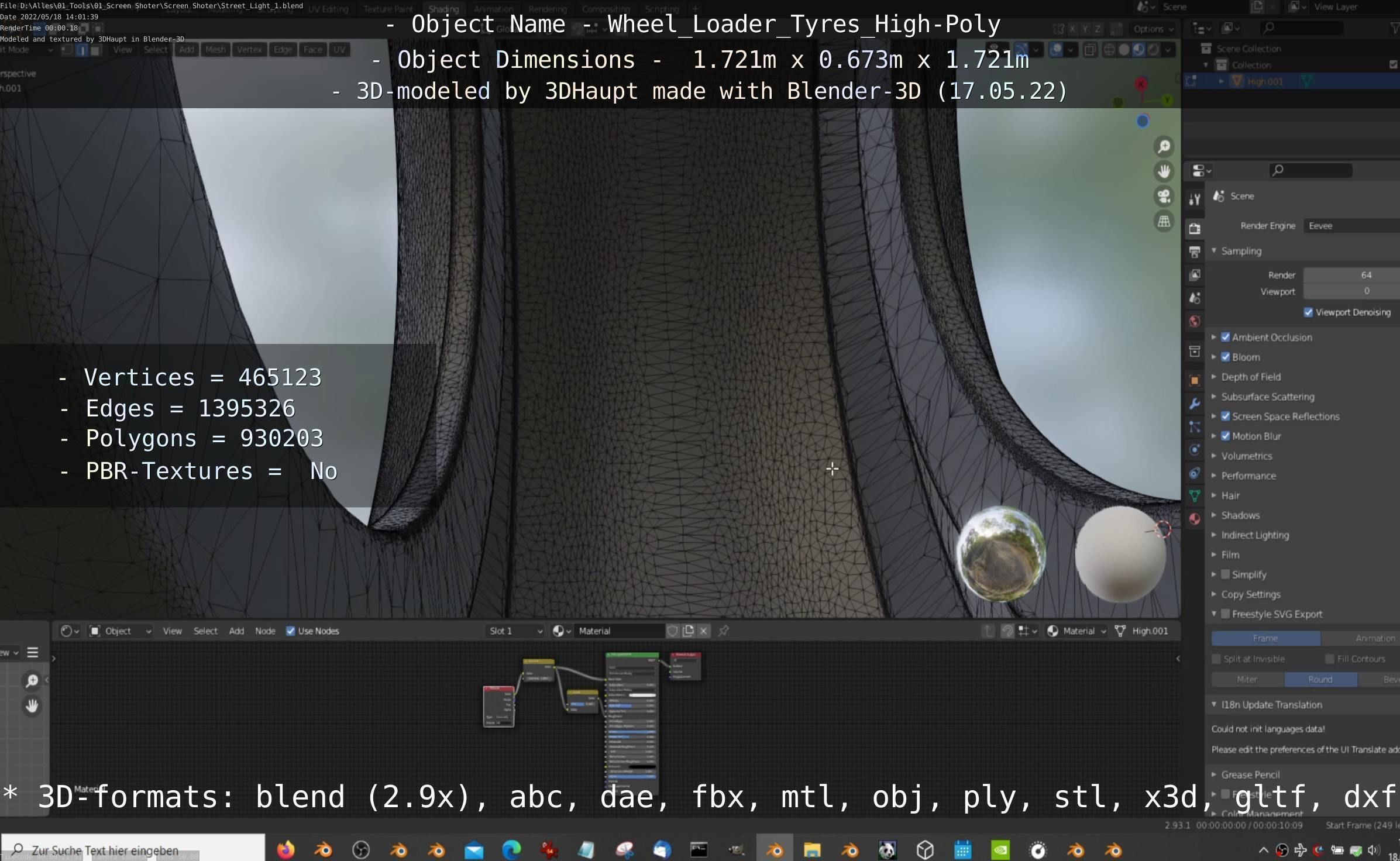 Wheel Loader Tyre High Poly Version 3D model_65