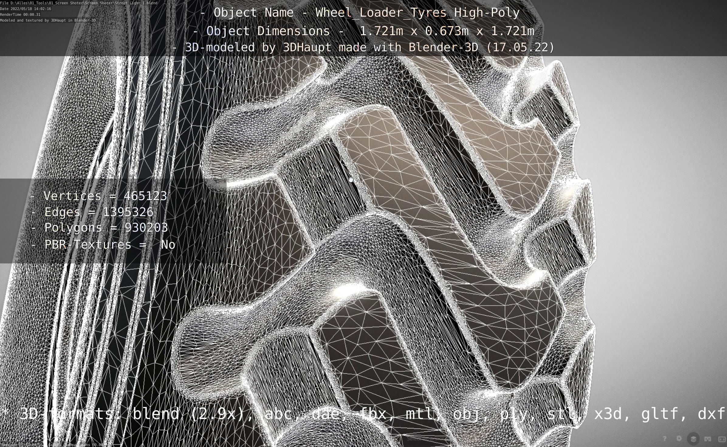 Wheel Loader Tyre High Poly Version 3D model_150