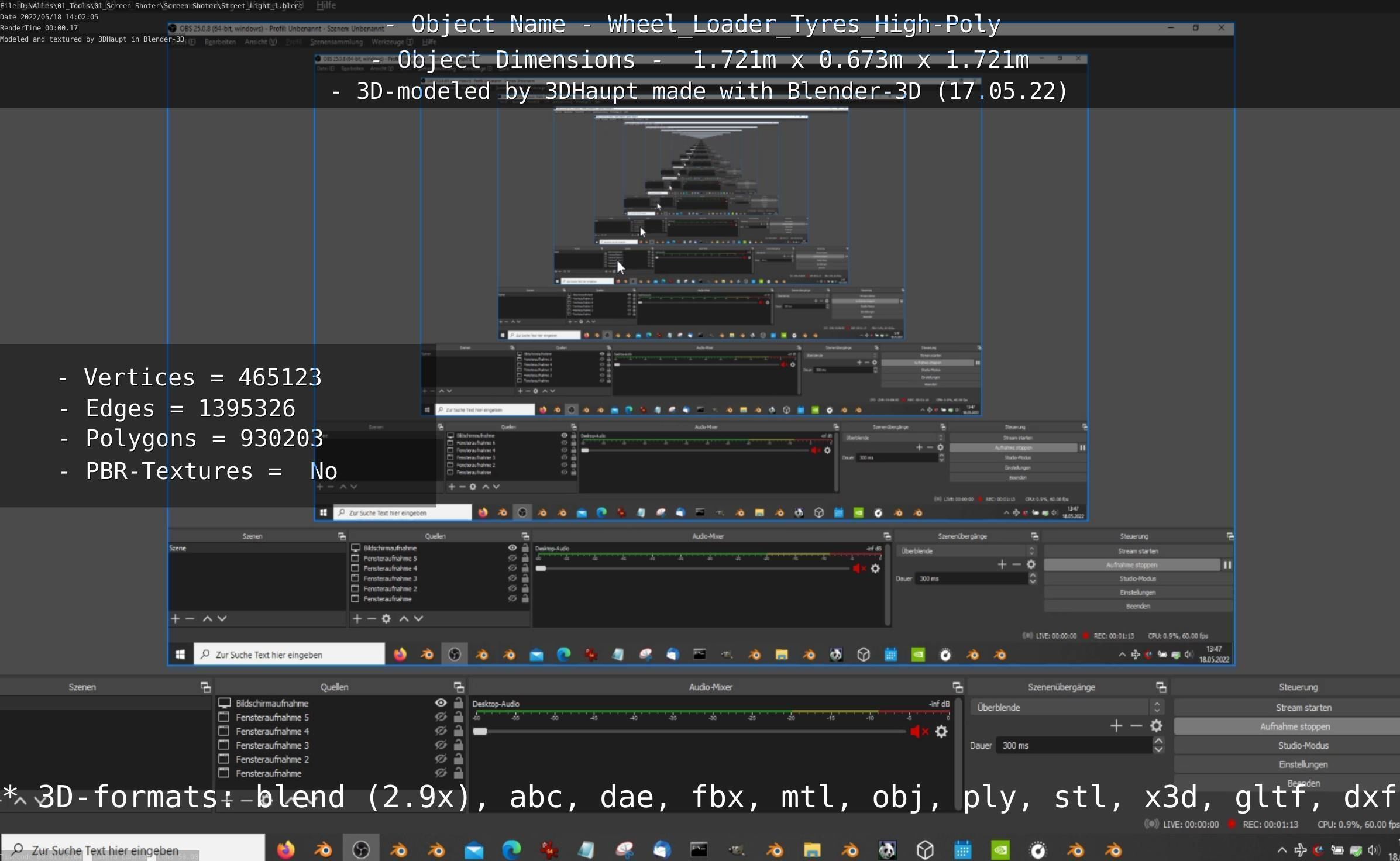 Wheel Loader Tyre High Poly Version 3D model_124