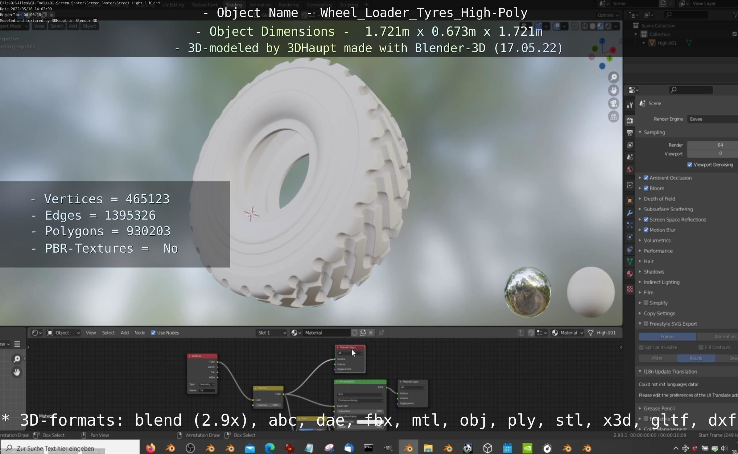 Wheel Loader Tyre High Poly Version 3D model_93