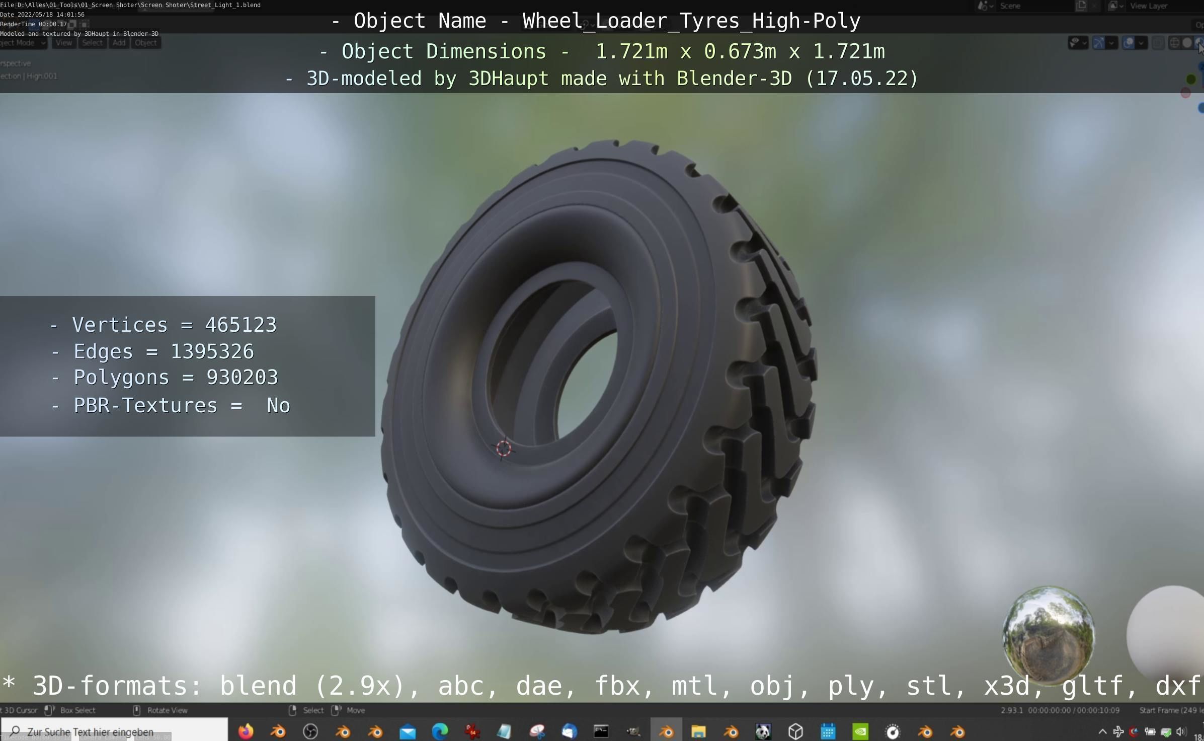 Wheel Loader Tyre High Poly Version 3D model_89