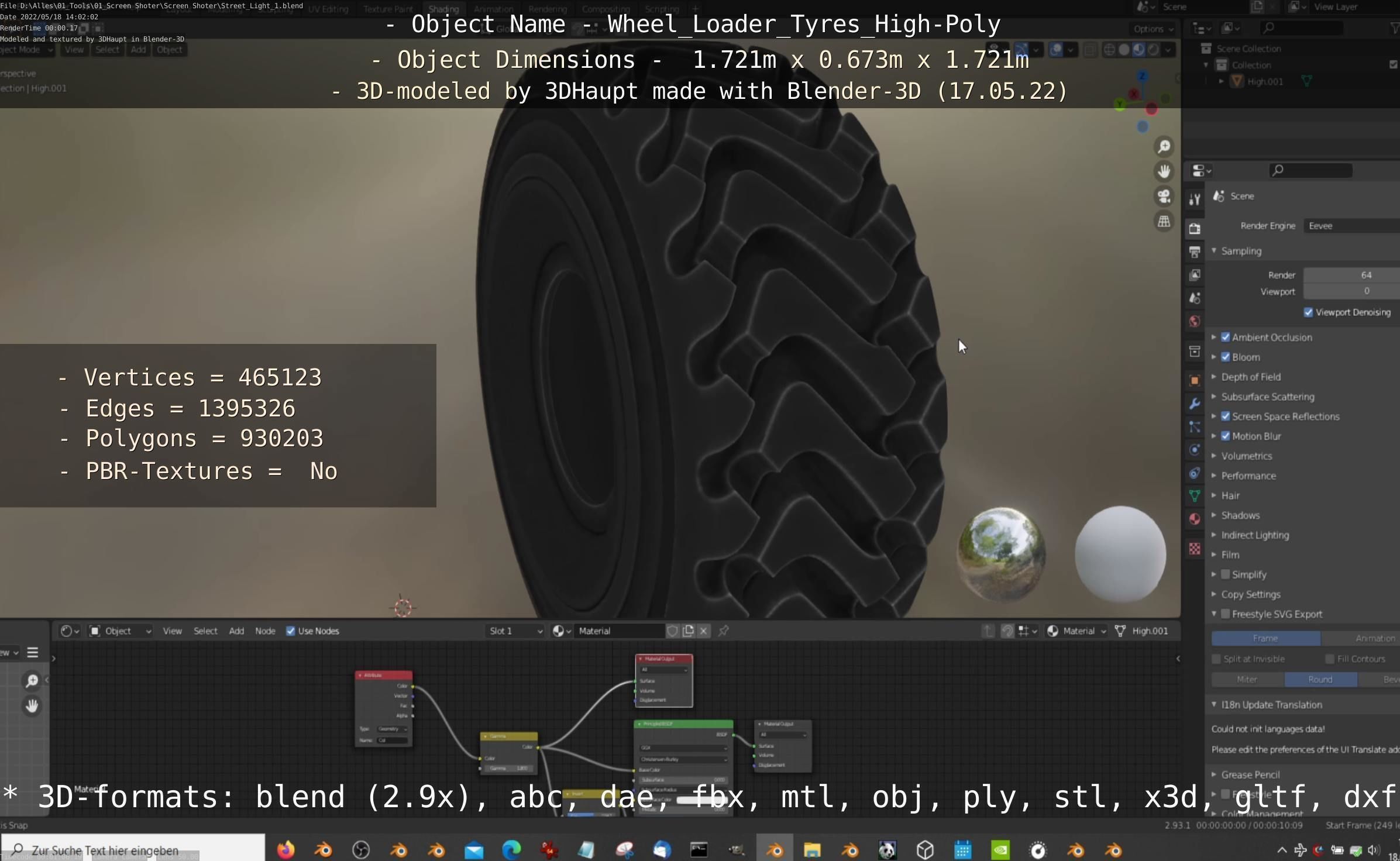 Wheel Loader Tyre High Poly Version 3D model_100