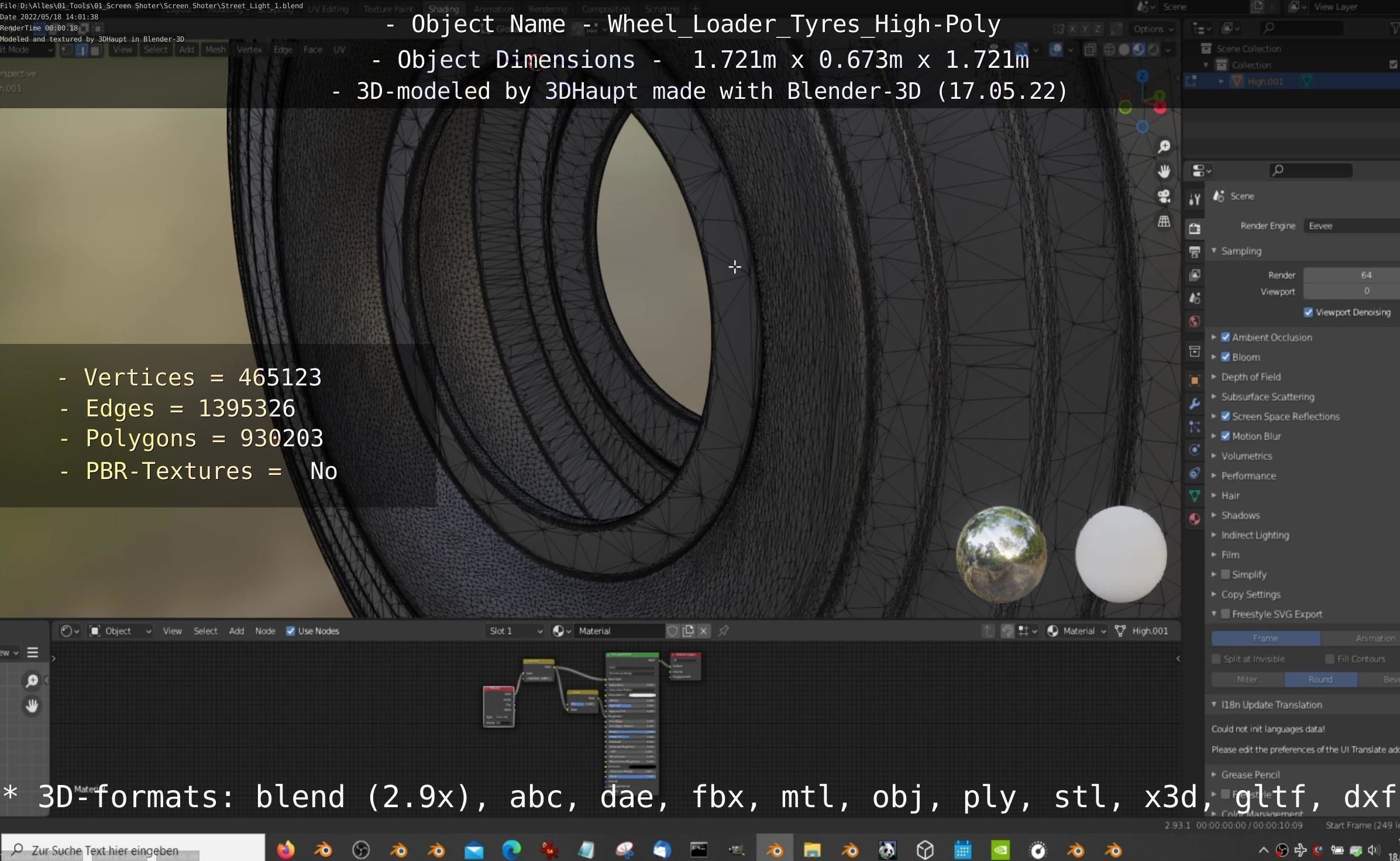 Wheel Loader Tyre High Poly Version 3D model_50