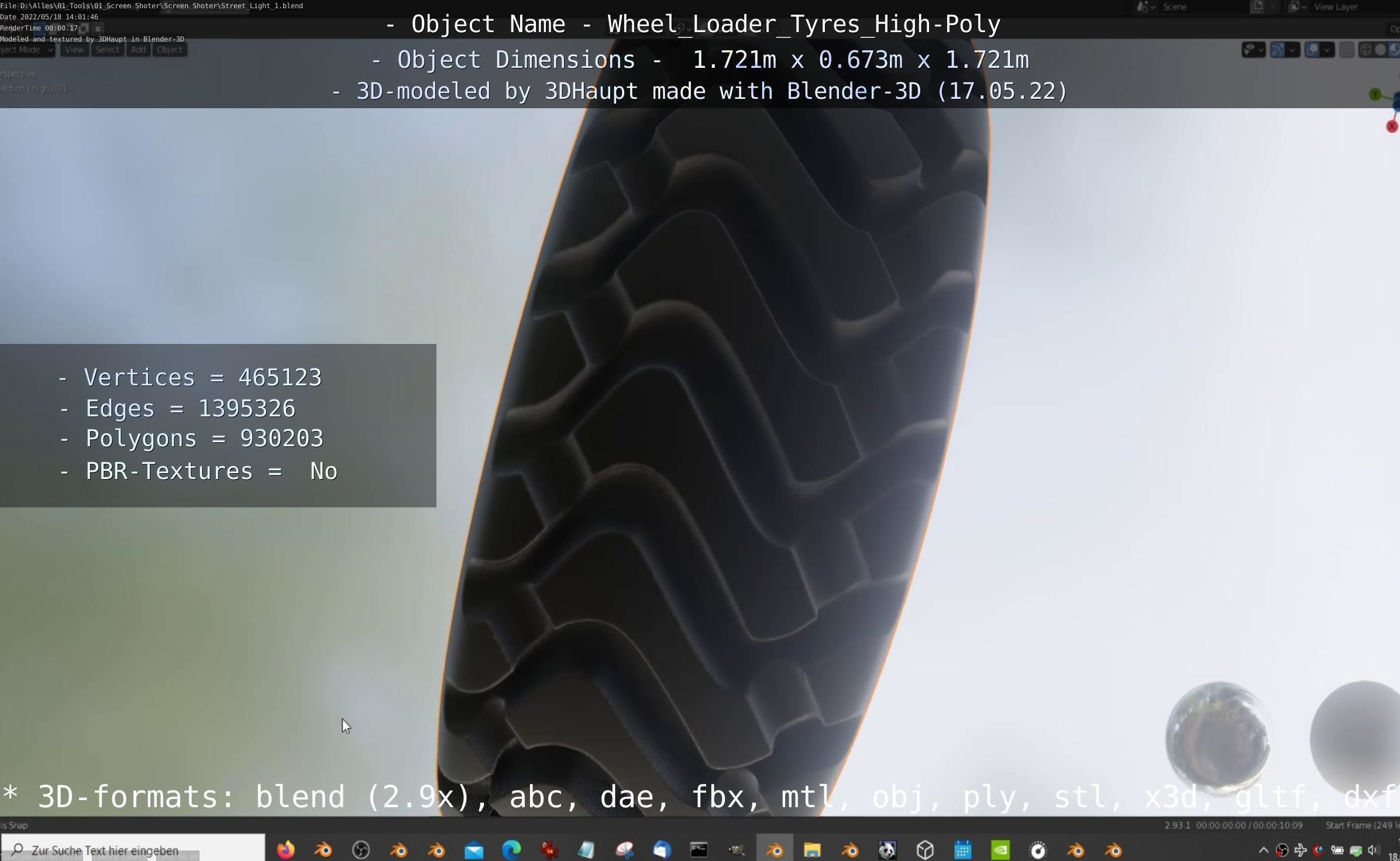 Wheel Loader Tyre High Poly Version 3D model_77