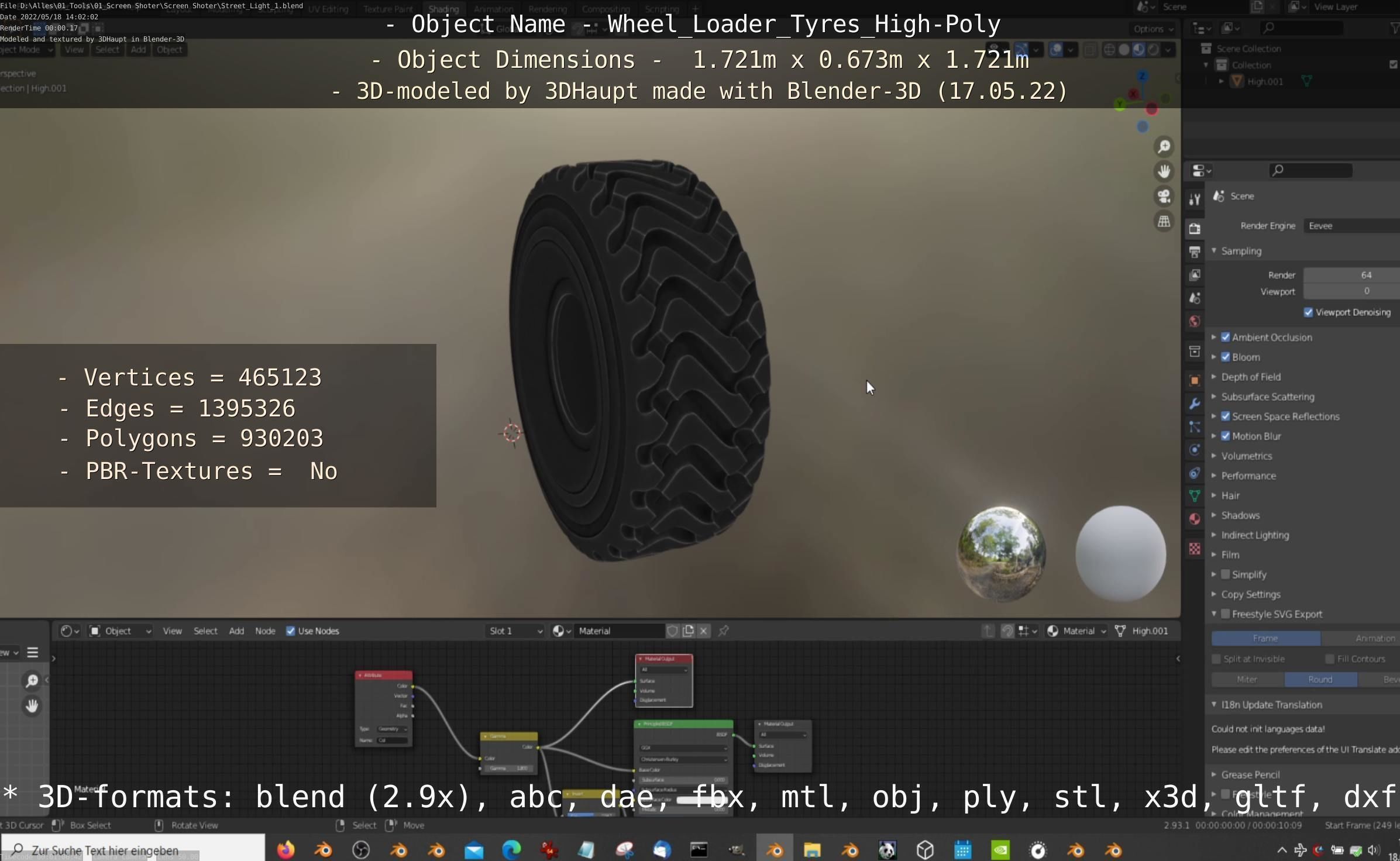 Wheel Loader Tyre High Poly Version 3D model_125