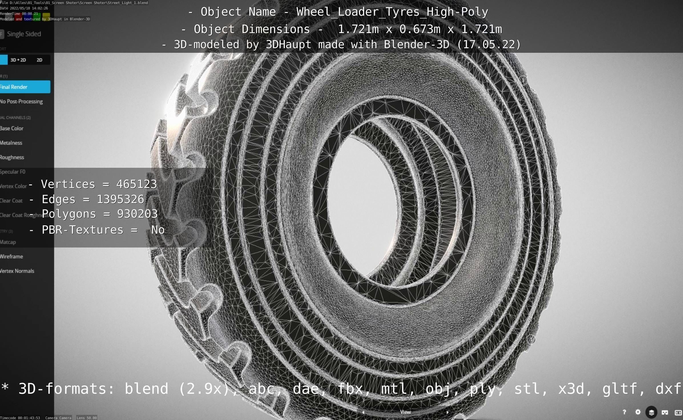 Wheel Loader Tyre High Poly Version 3D model_119