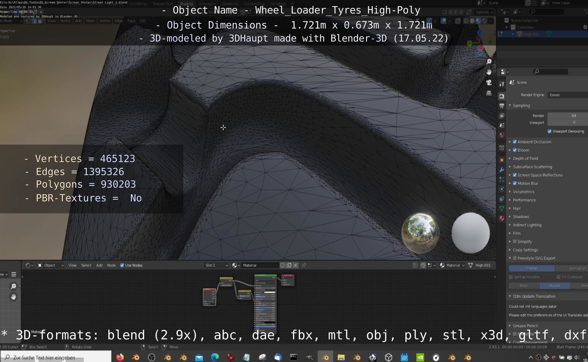 Wheel Loader Tyre High Poly Version 3D model_58