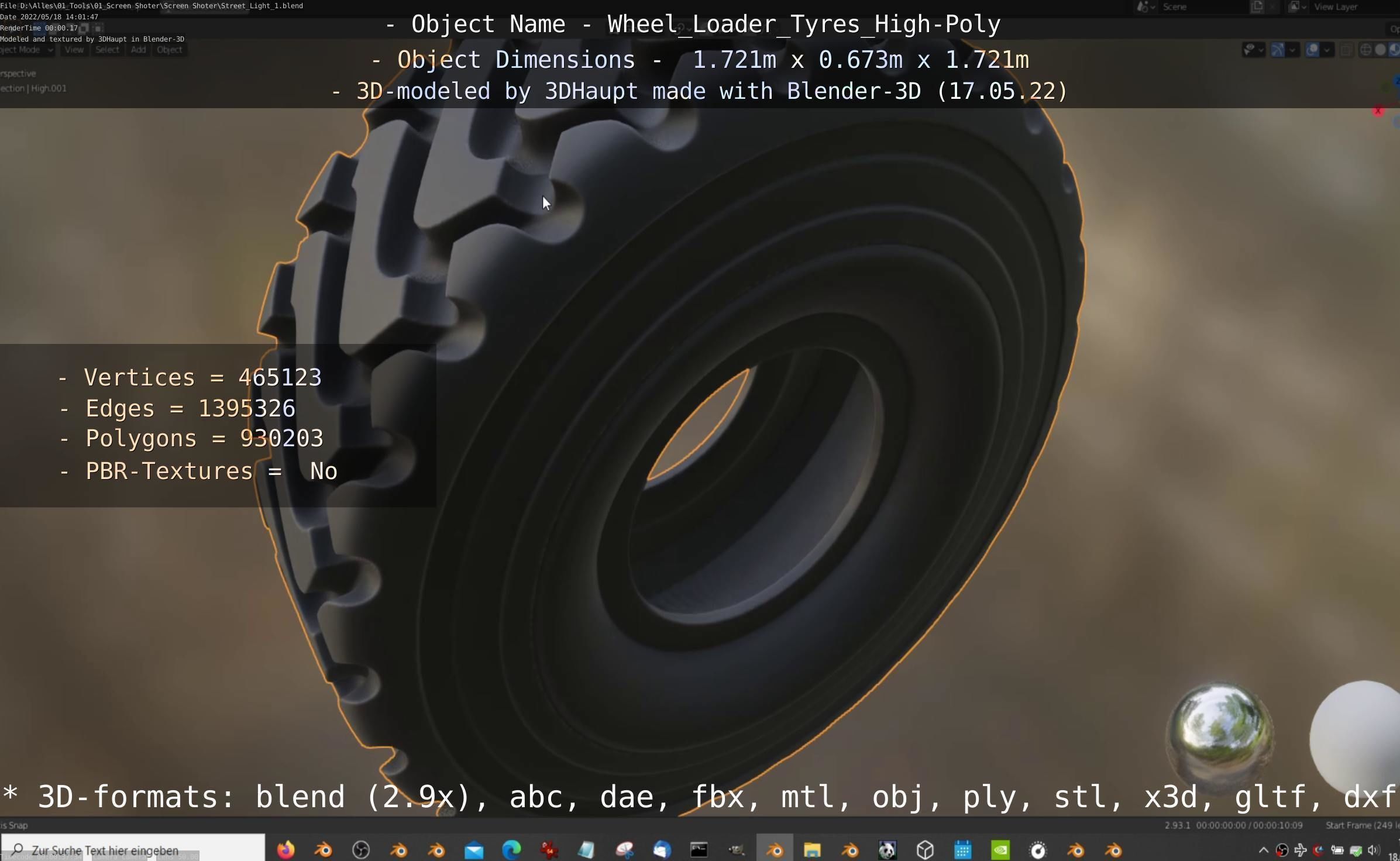 Wheel Loader Tyre High Poly Version 3D model_74