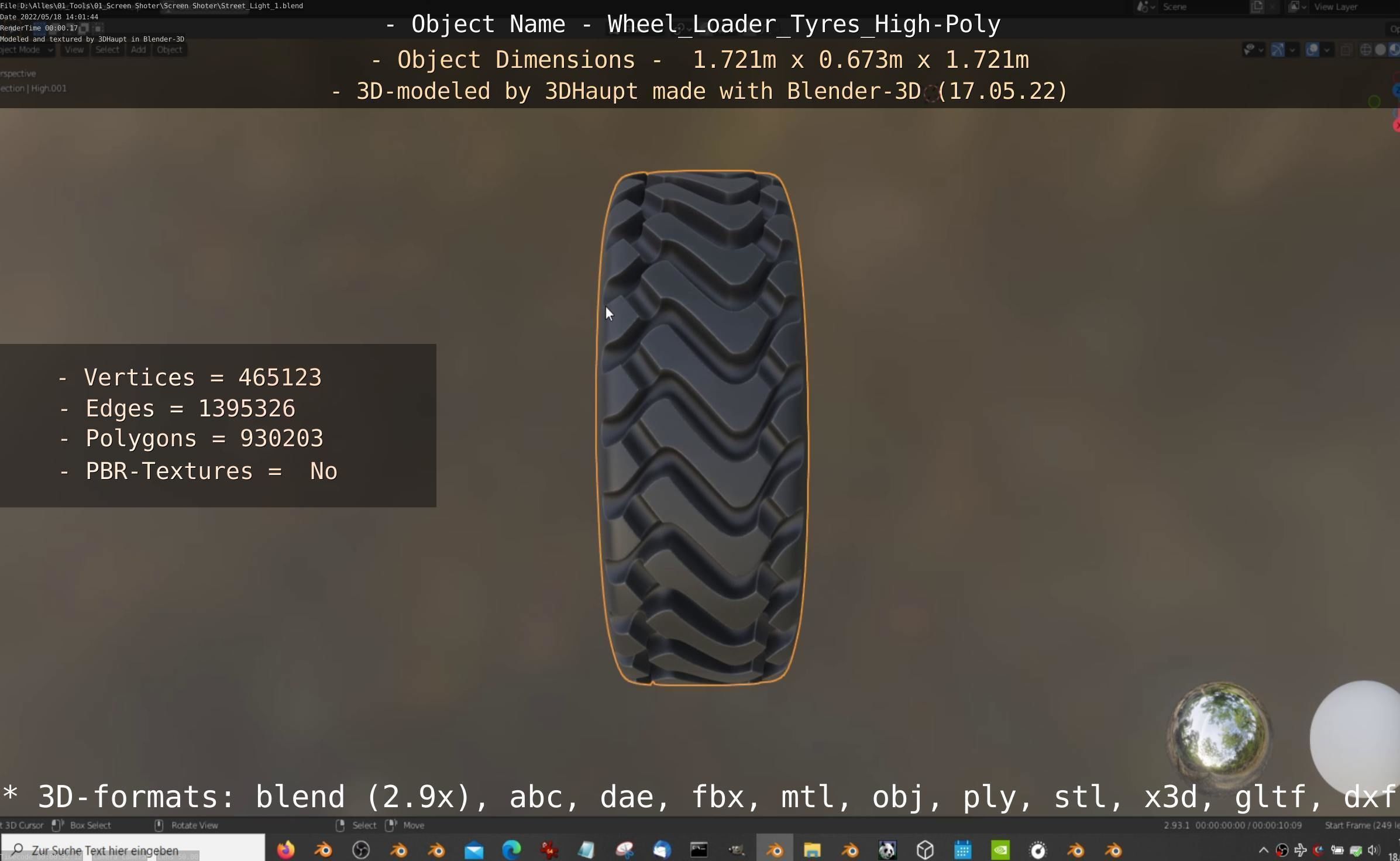 Wheel Loader Tyre High Poly Version 3D model_75