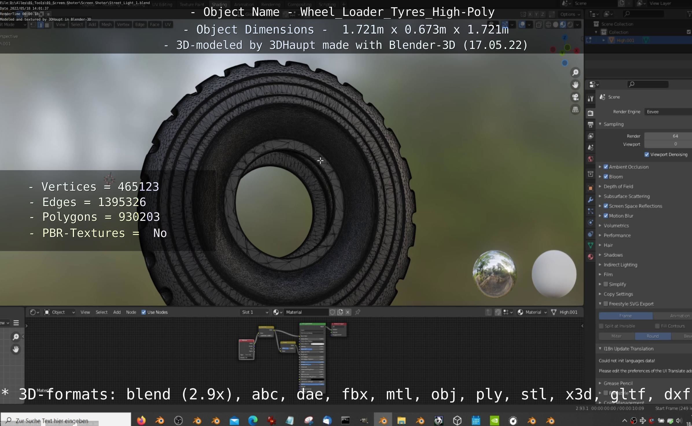 Wheel Loader Tyre High Poly Version 3D model_61