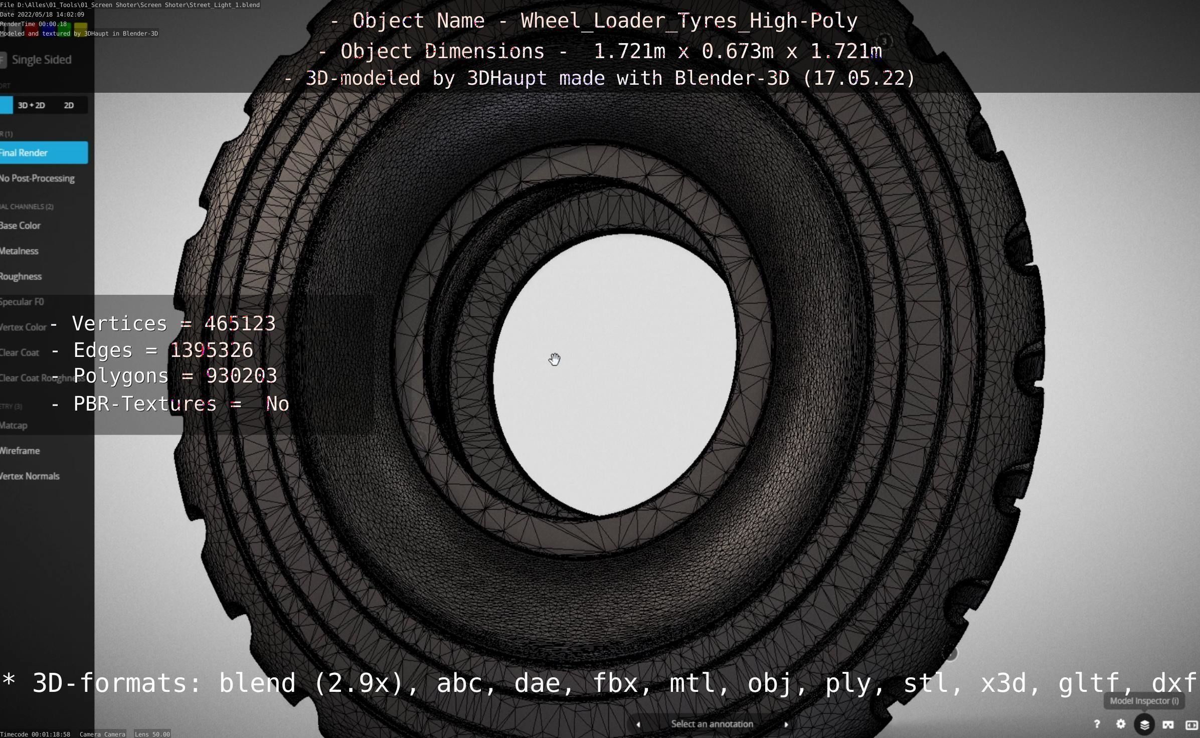 Wheel Loader Tyre High Poly Version 3D model_107