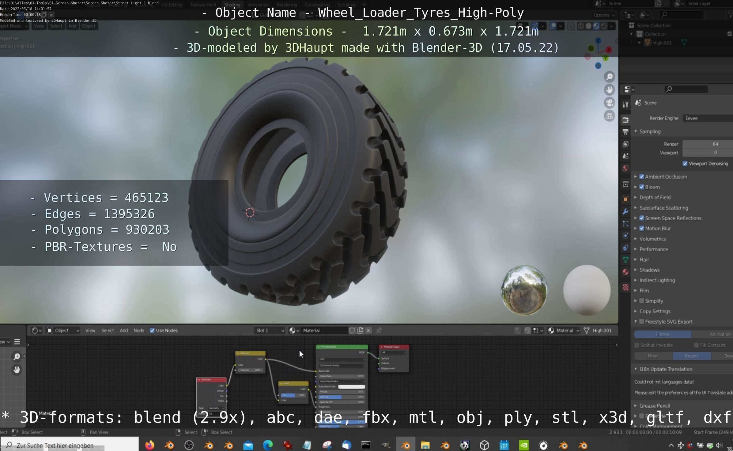 Wheel Loader Tyre High Poly Version 3D model_95