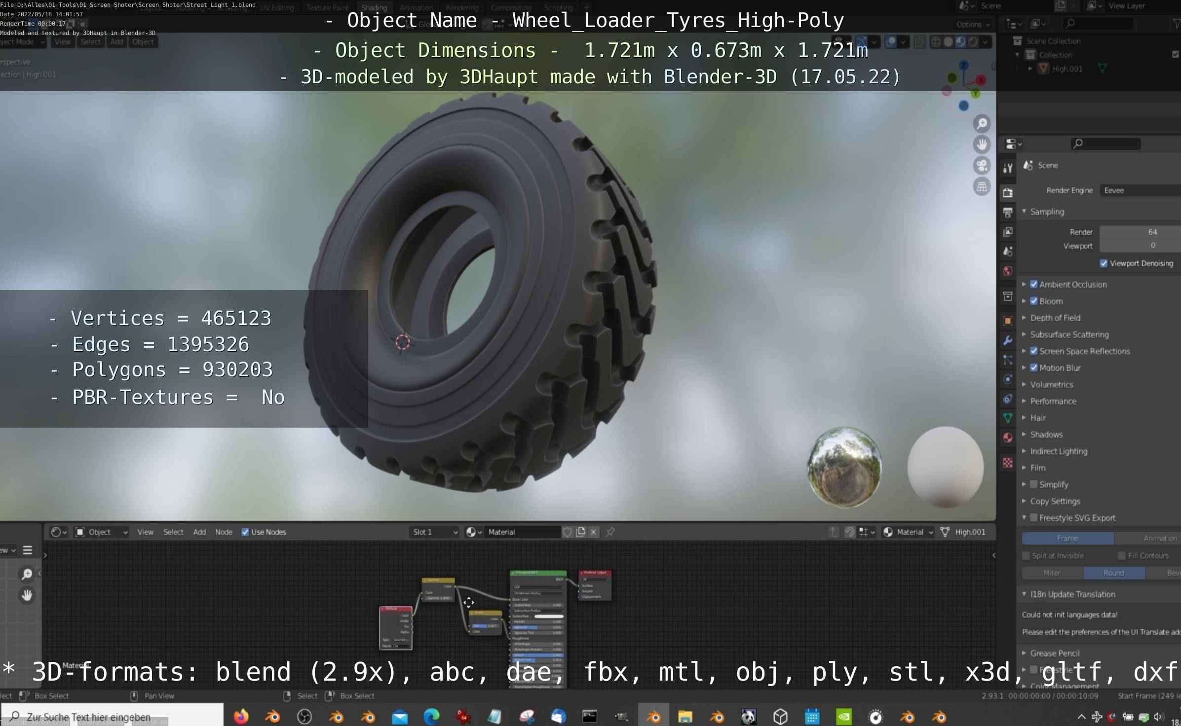 Wheel Loader Tyre High Poly Version 3D model_151