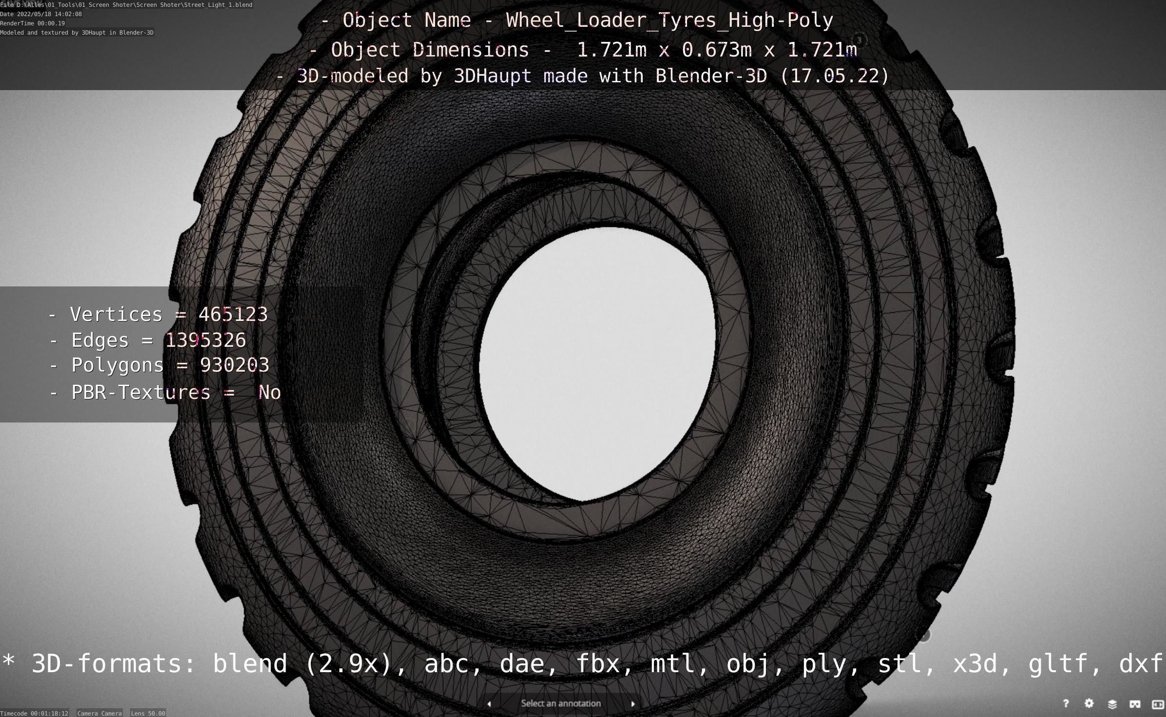 Wheel Loader Tyre High Poly Version 3D model_132