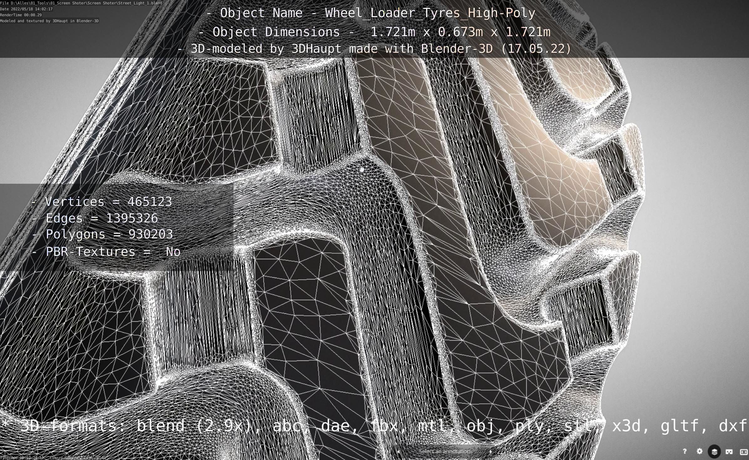 Wheel Loader Tyre High Poly Version 3D model_120