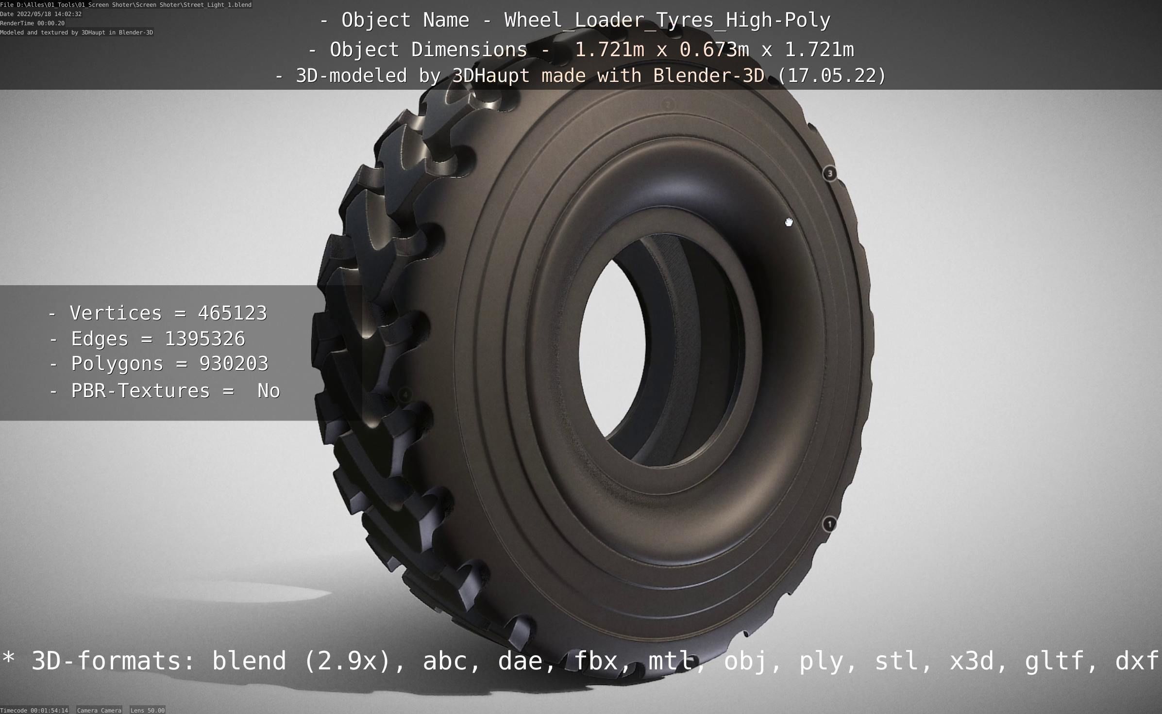 Wheel Loader Tyre High Poly Version 3D model_28