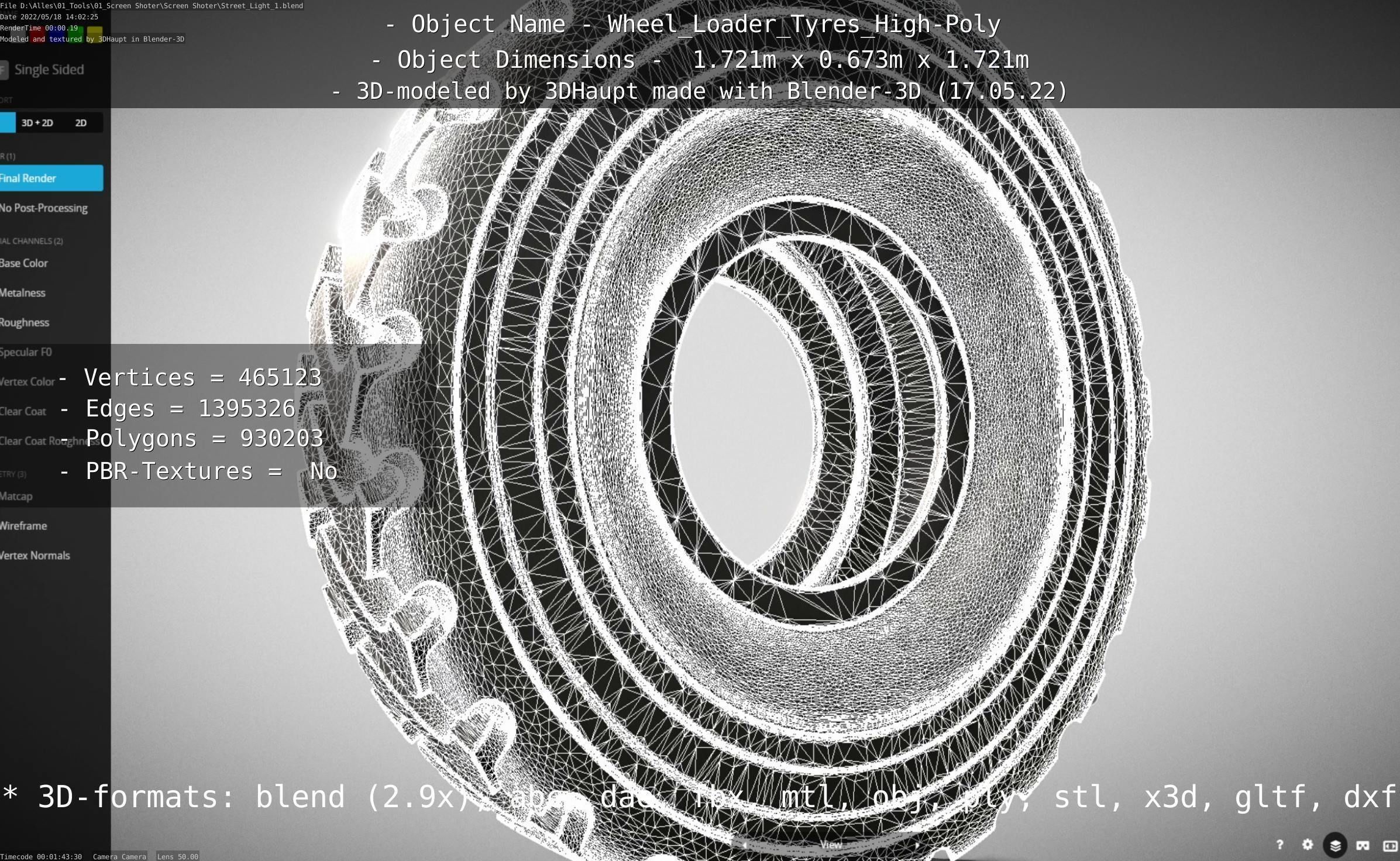 Wheel Loader Tyre High Poly Version 3D model_149