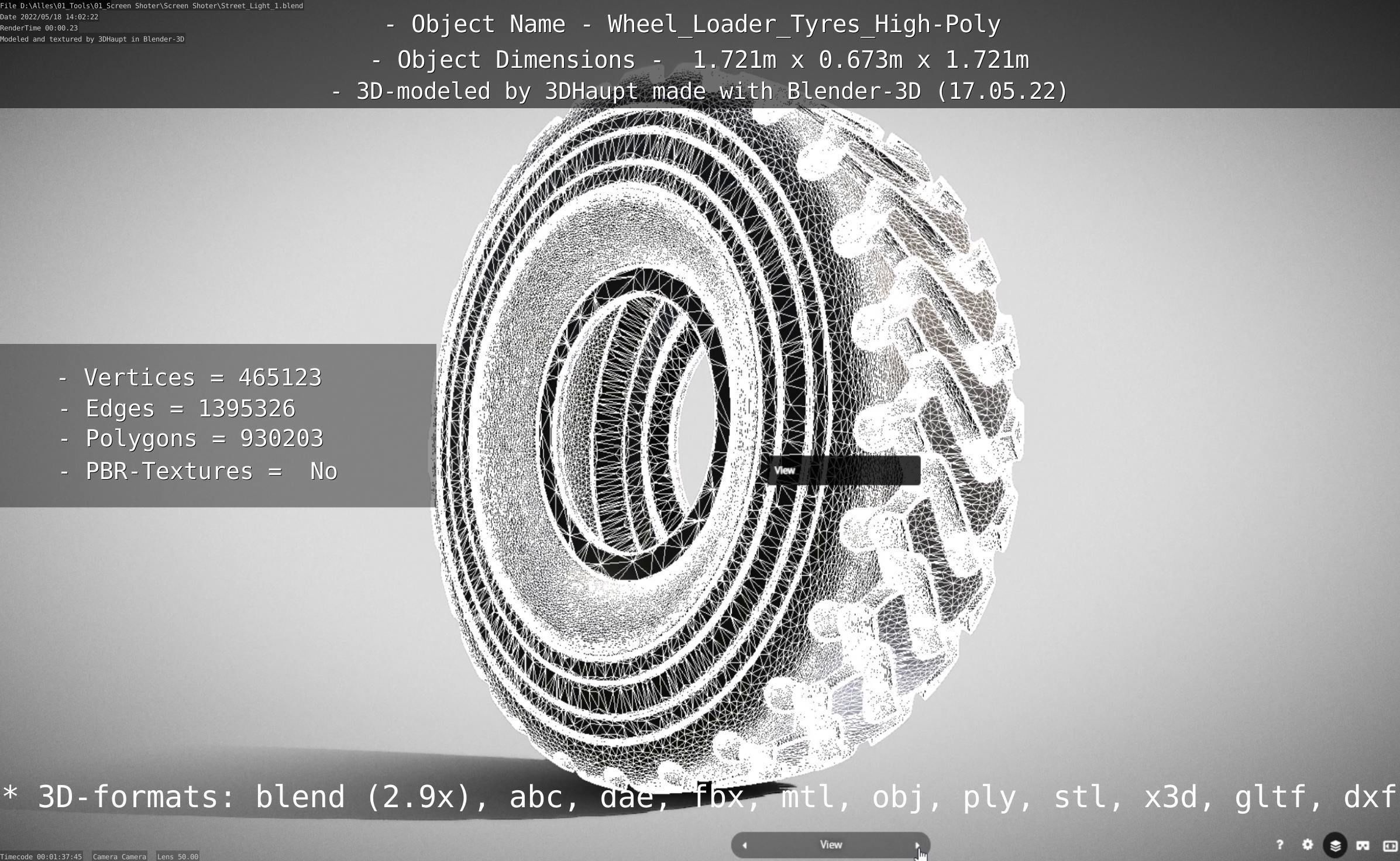 Wheel Loader Tyre High Poly Version 3D model_143