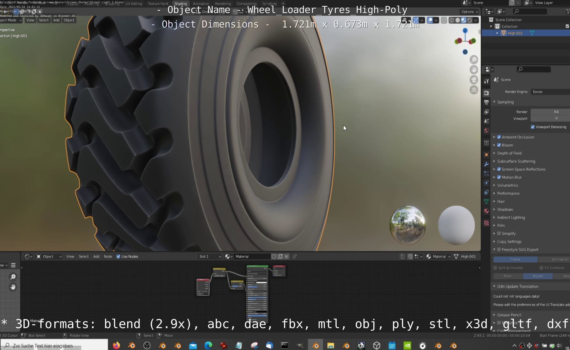 Wheel Loader Tyre High Poly Version 3D model_35