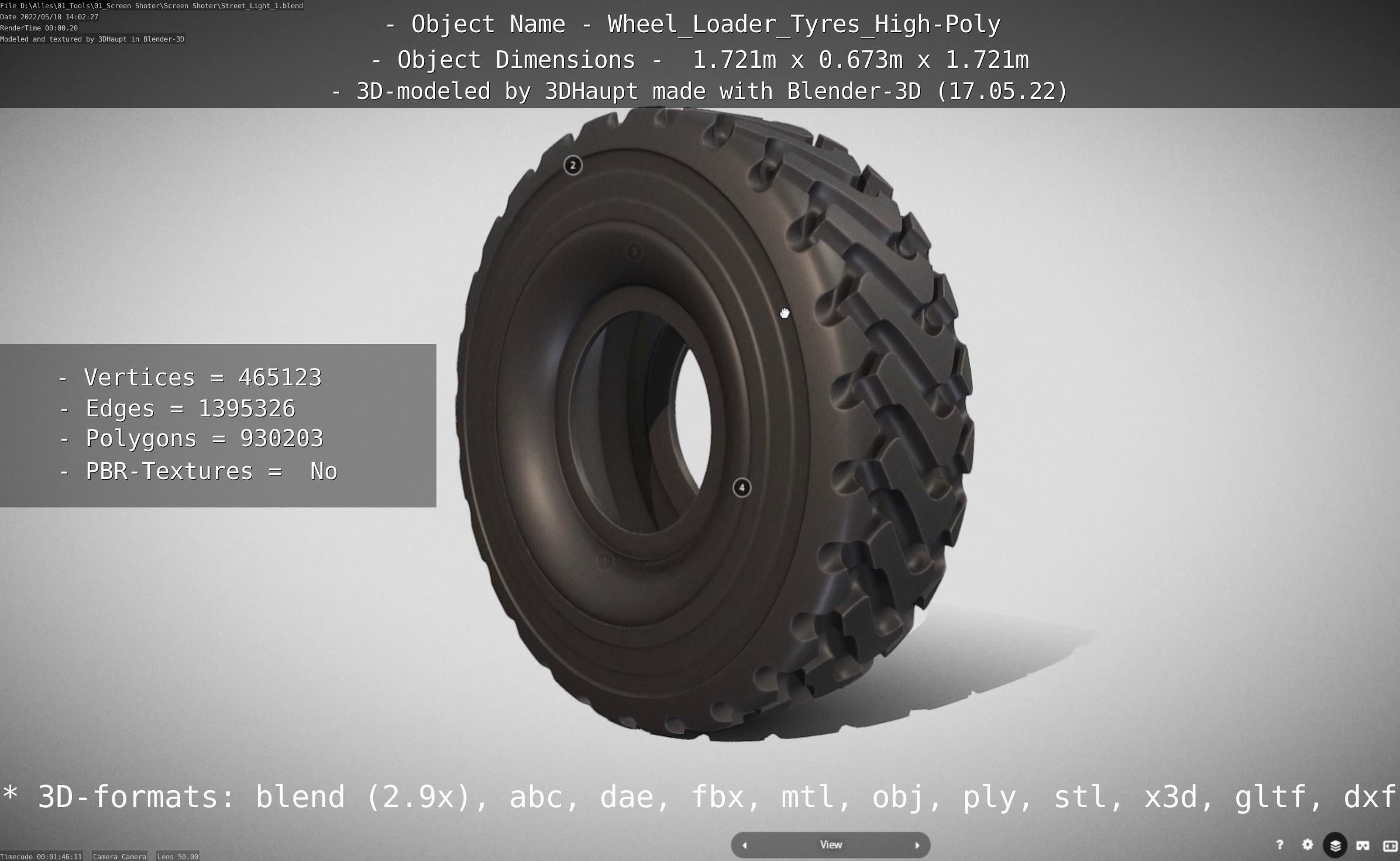 Wheel Loader Tyre High Poly Version 3D model_22