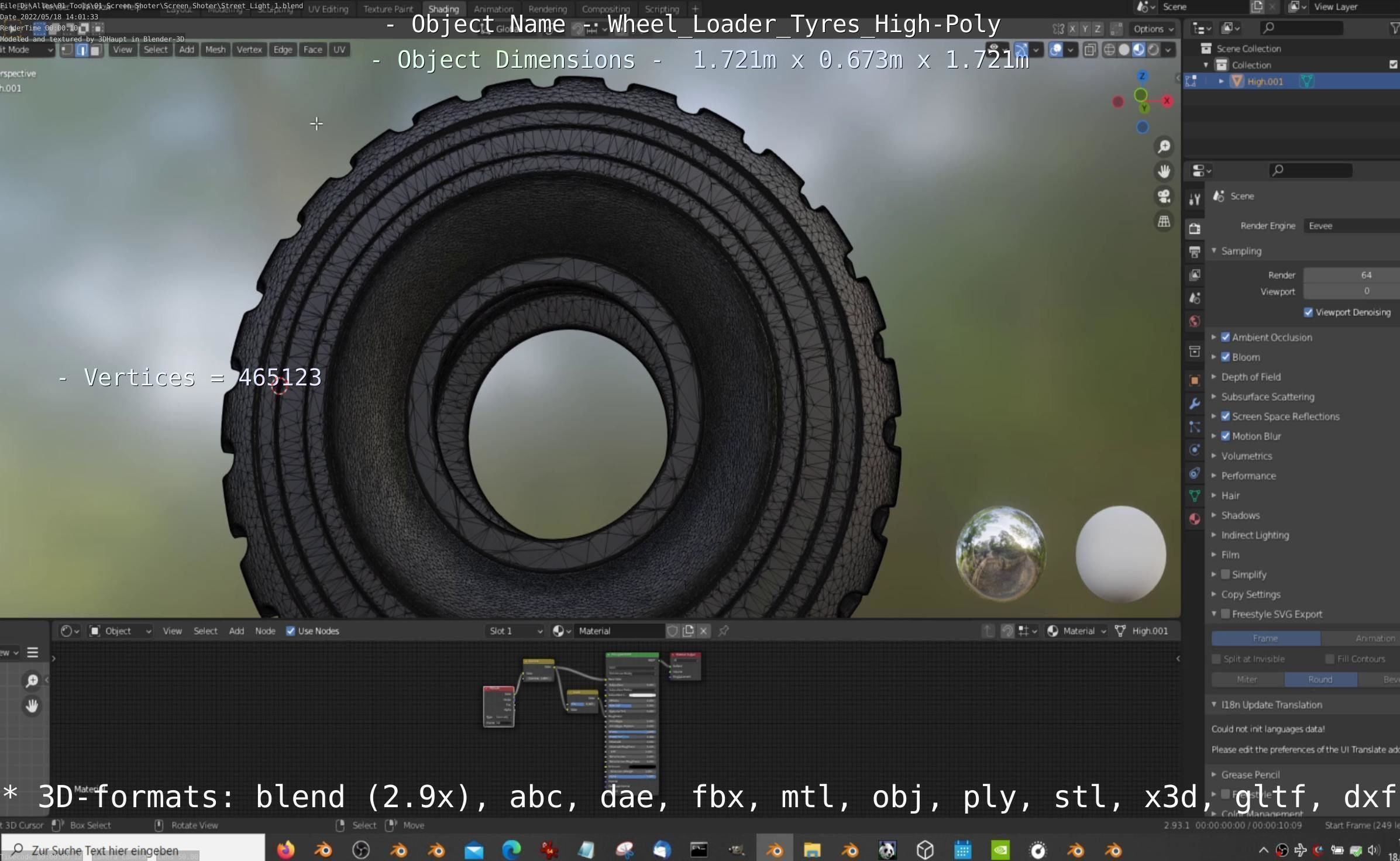 Wheel Loader Tyre High Poly Version 3D model_60