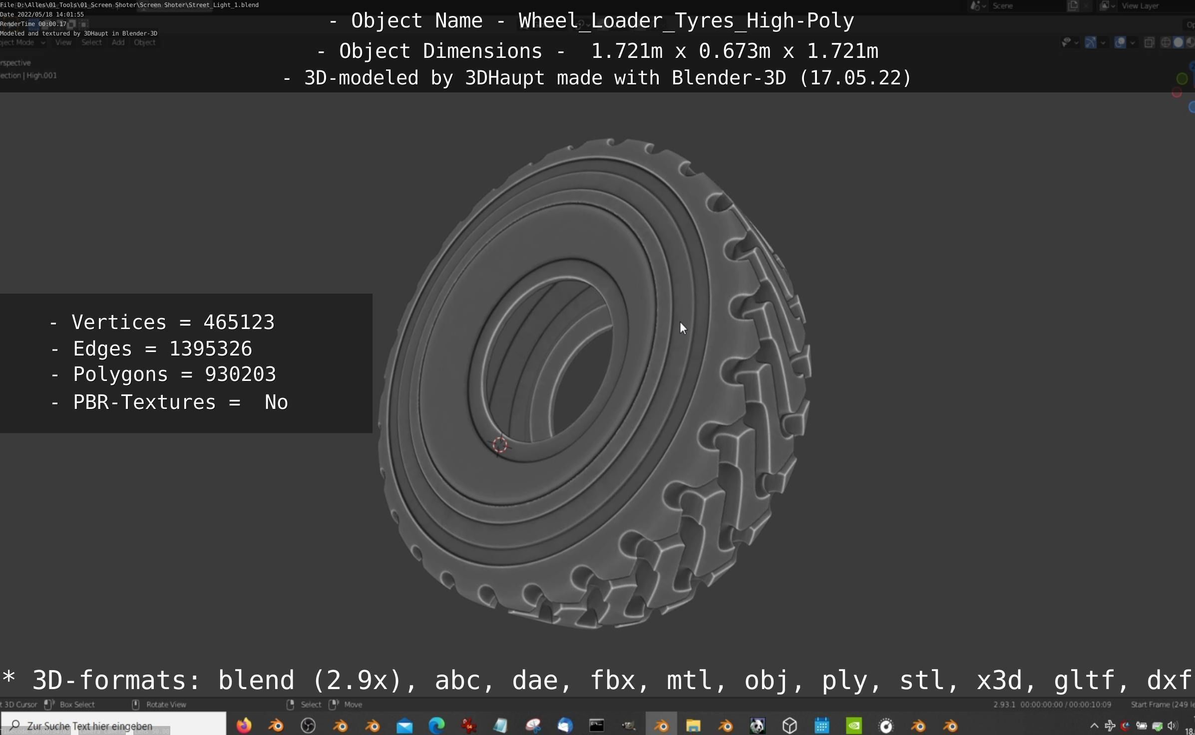 Wheel Loader Tyre High Poly Version 3D model_87