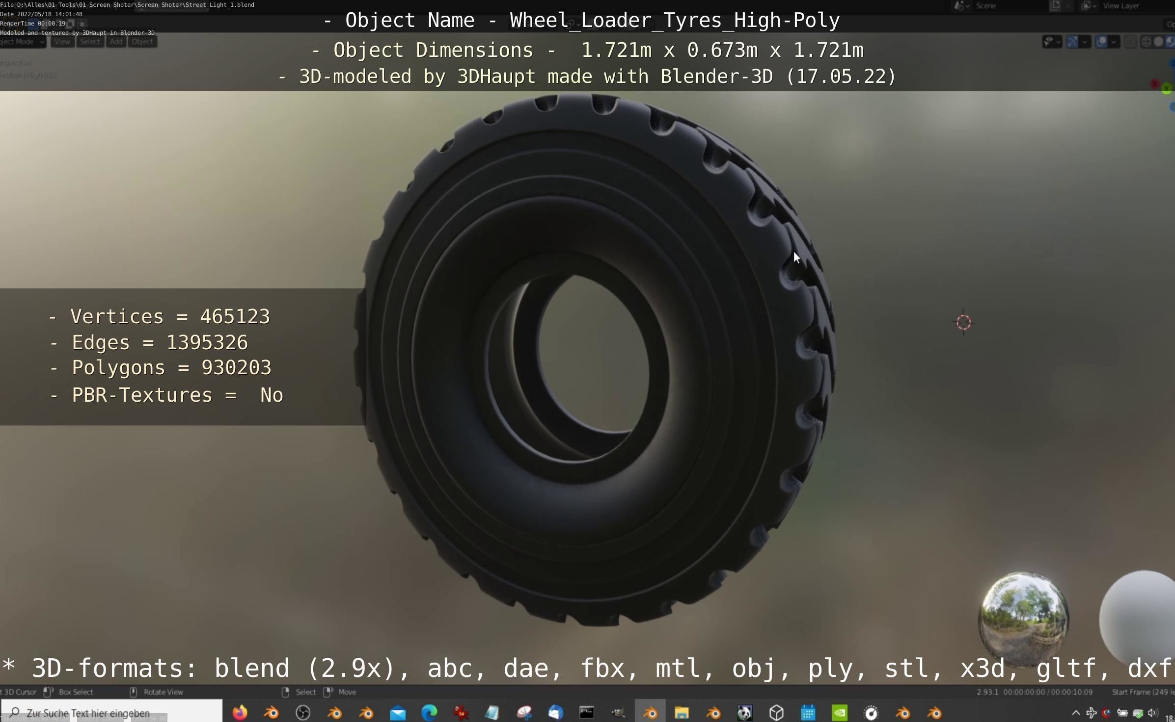 Wheel Loader Tyre High Poly Version 3D model_78