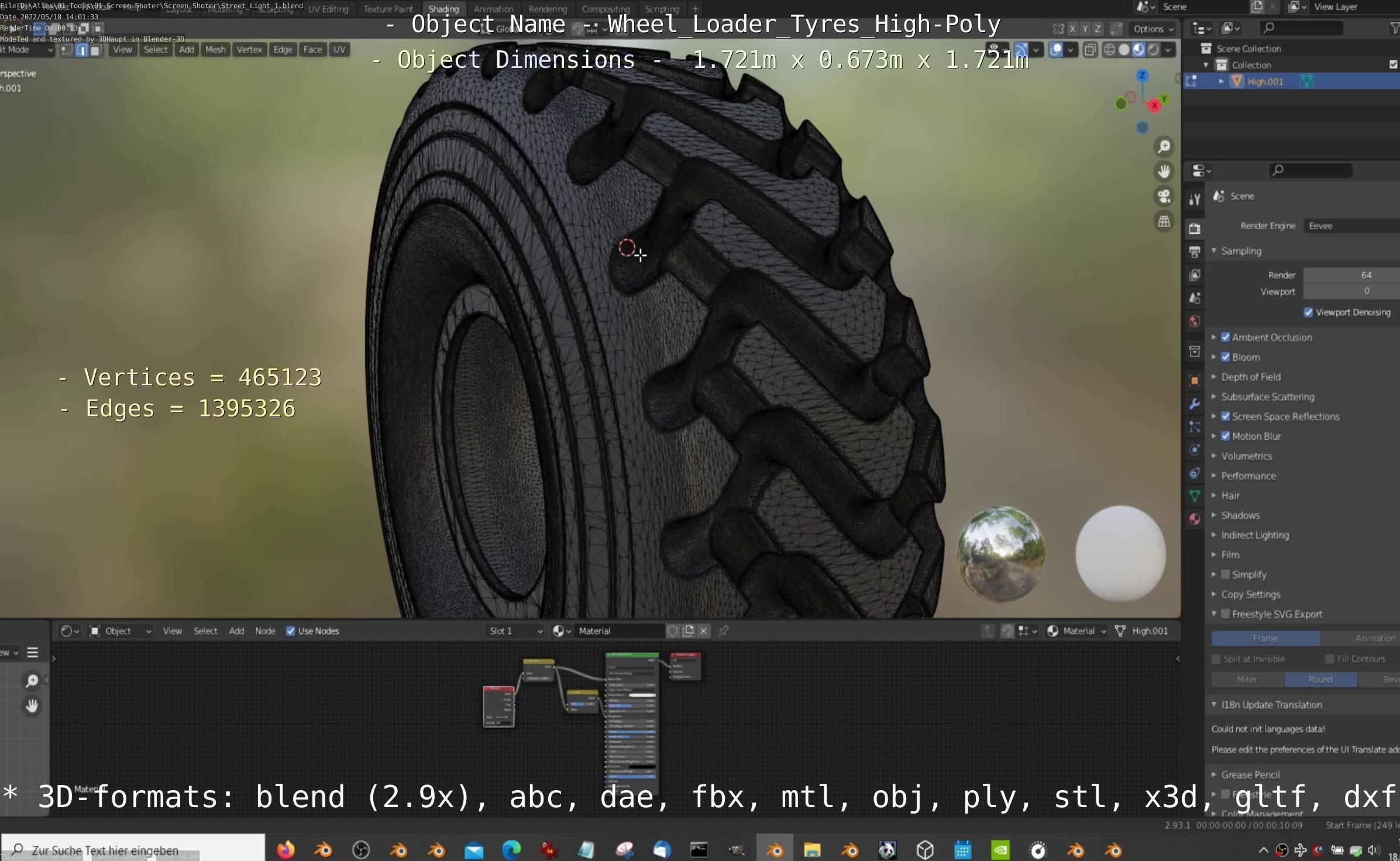Wheel Loader Tyre High Poly Version 3D model_37