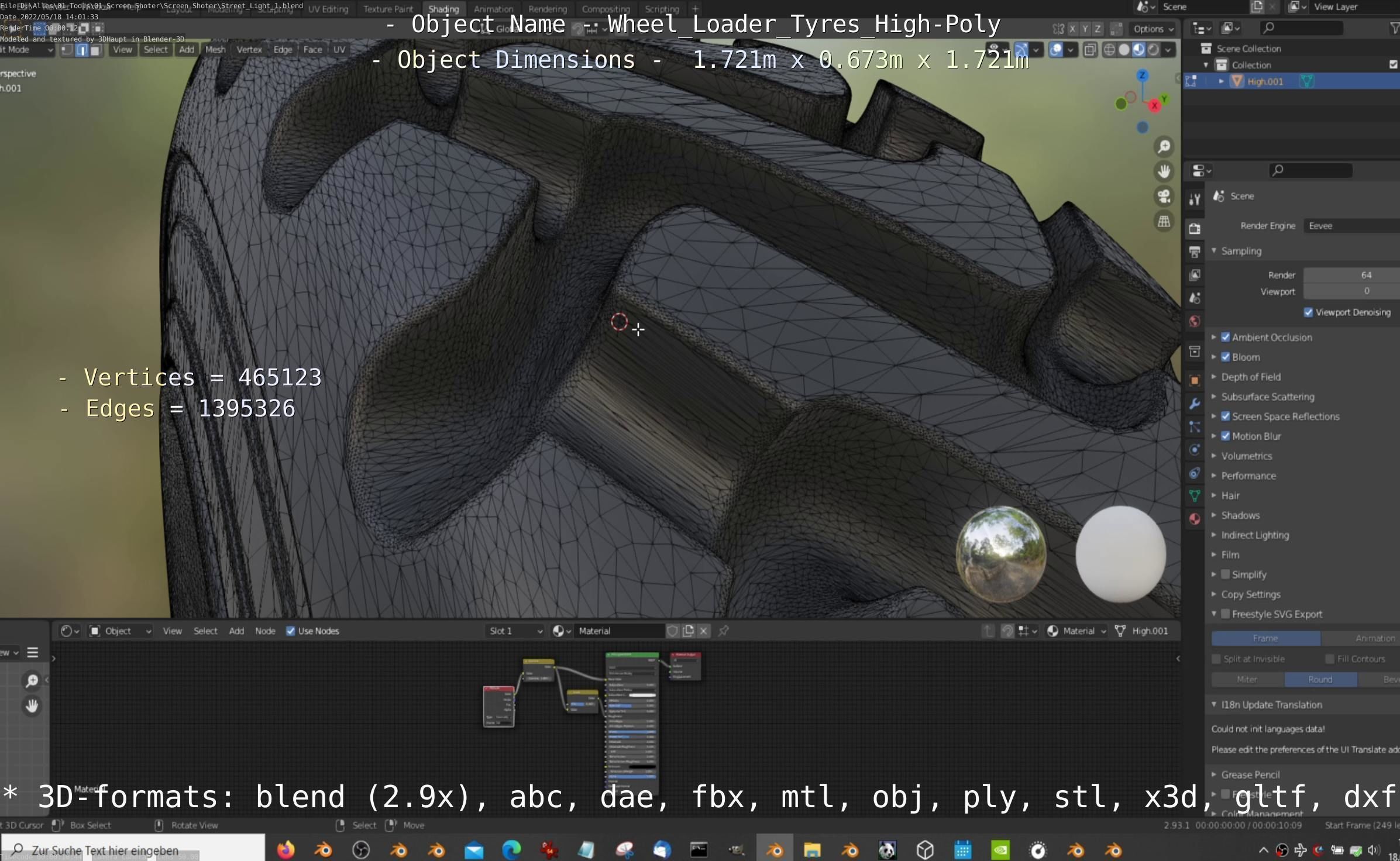 Wheel Loader Tyre High Poly Version 3D model_59