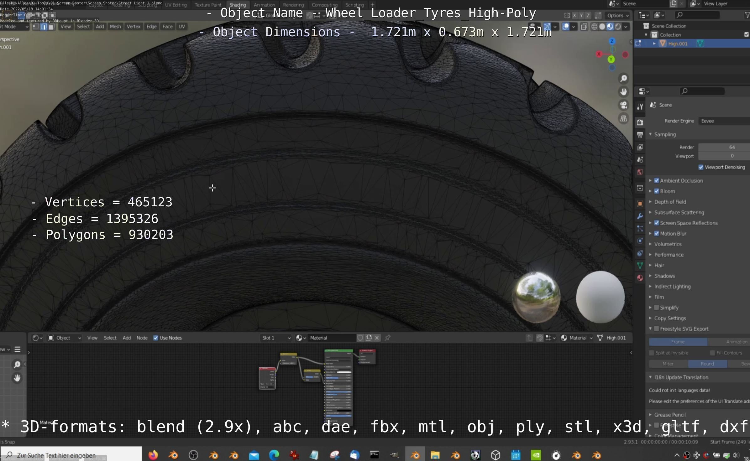Wheel Loader Tyre High Poly Version 3D model_38