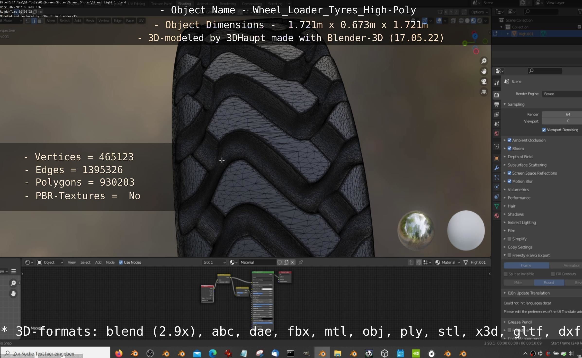 Wheel Loader Tyre High Poly Version 3D model_39