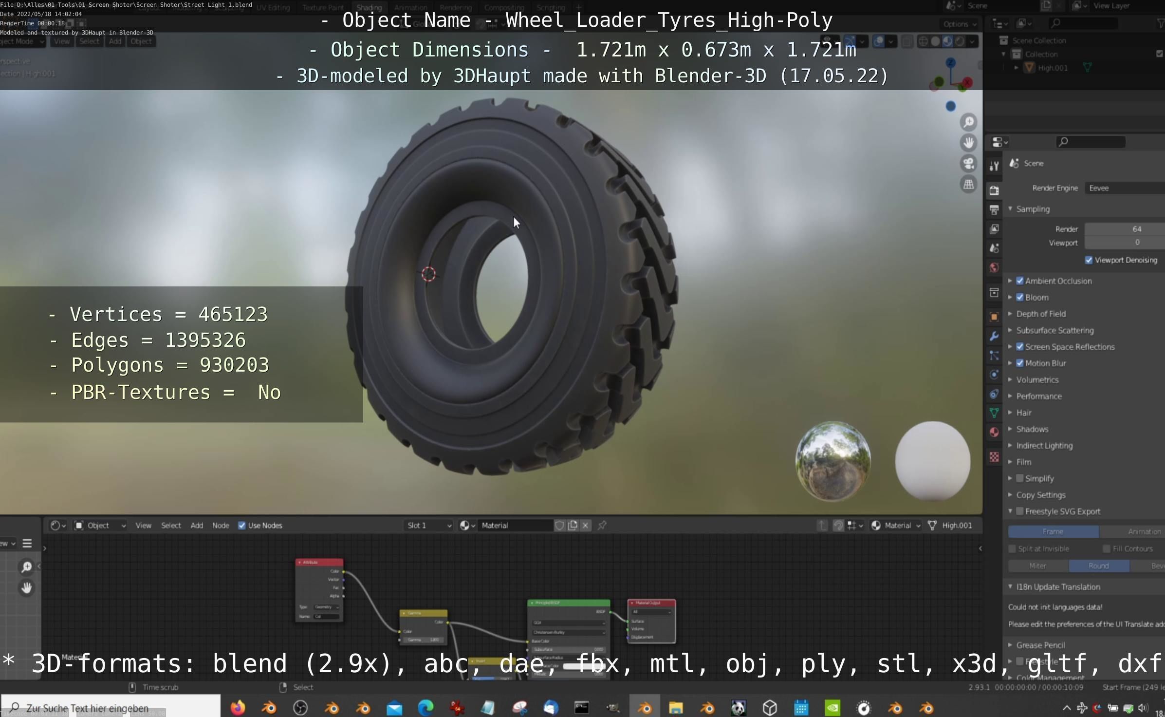 Wheel Loader Tyre High Poly Version 3D model_103