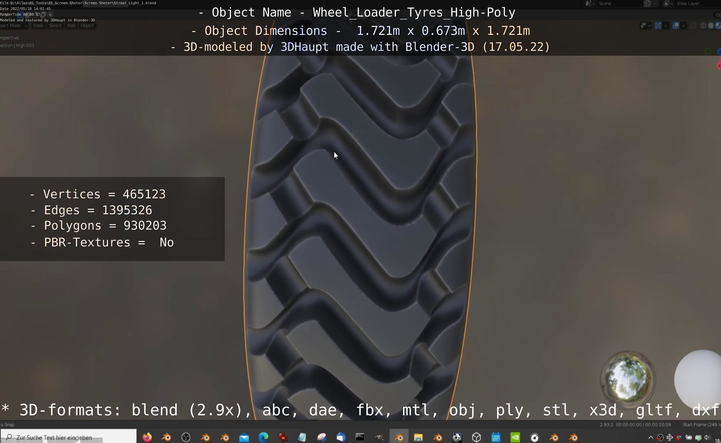 Wheel Loader Tyre High Poly Version 3D model_69