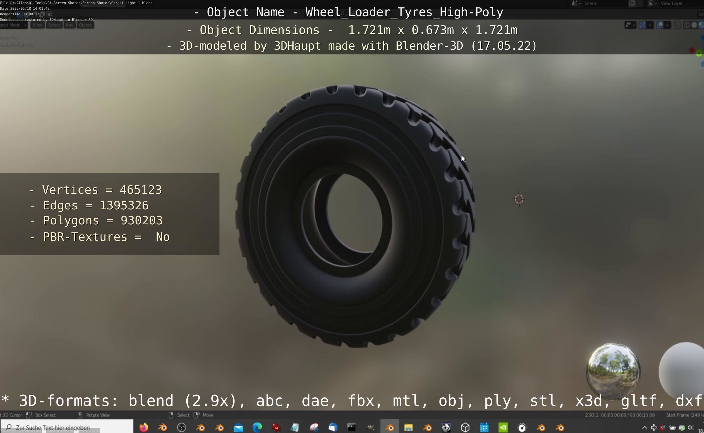 Wheel Loader Tyre High Poly Version 3D model_15