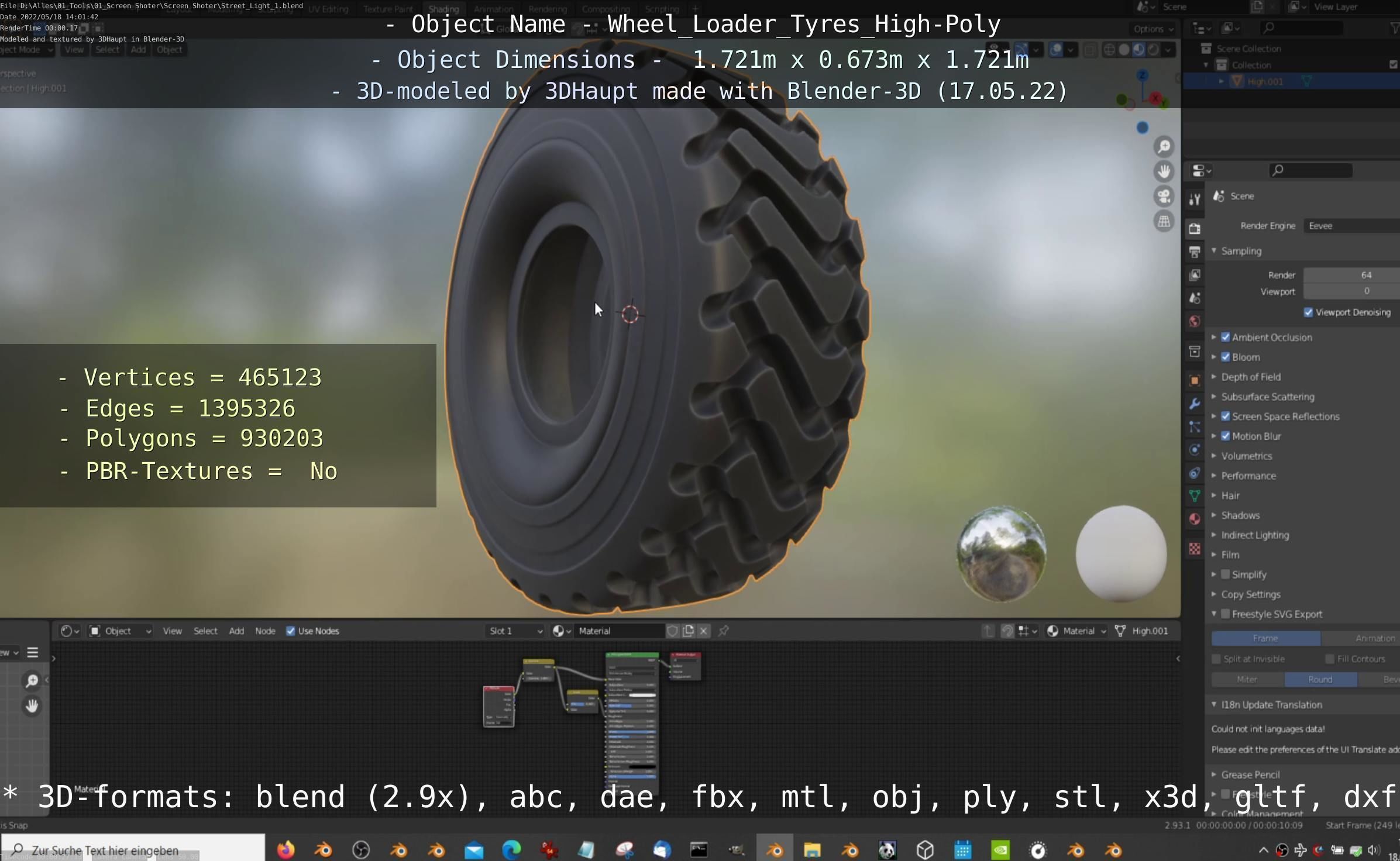 Wheel Loader Tyre High Poly Version 3D model_68