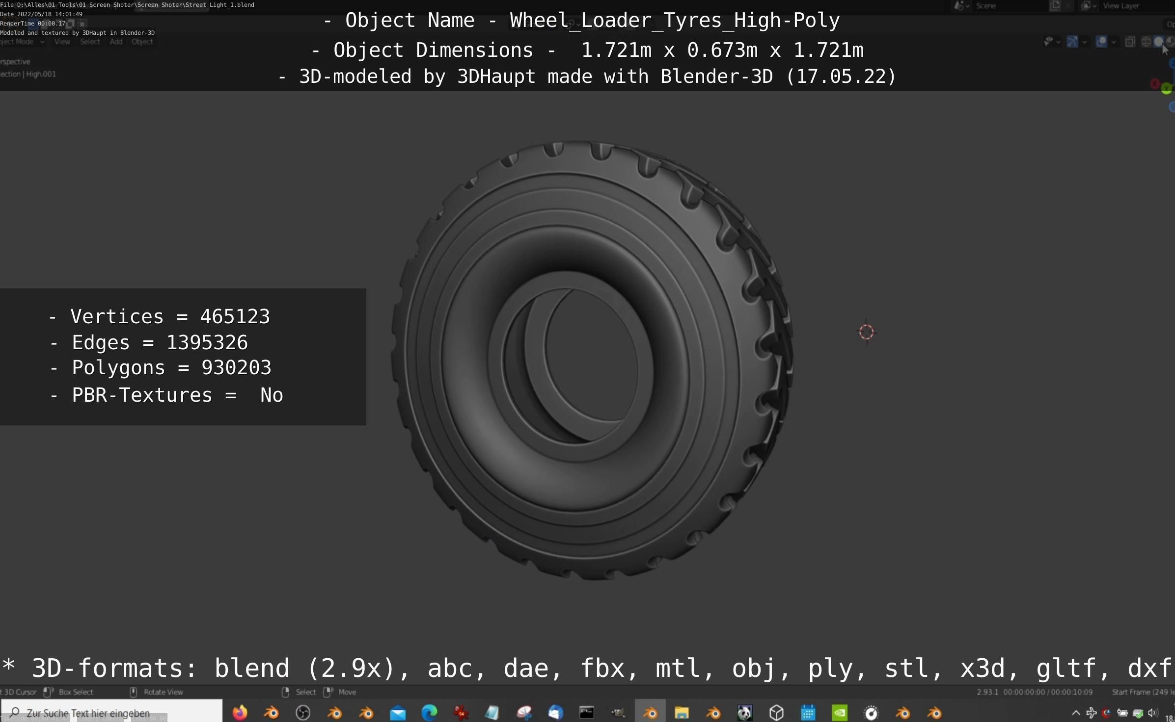Wheel Loader Tyre High Poly Version 3D model_26