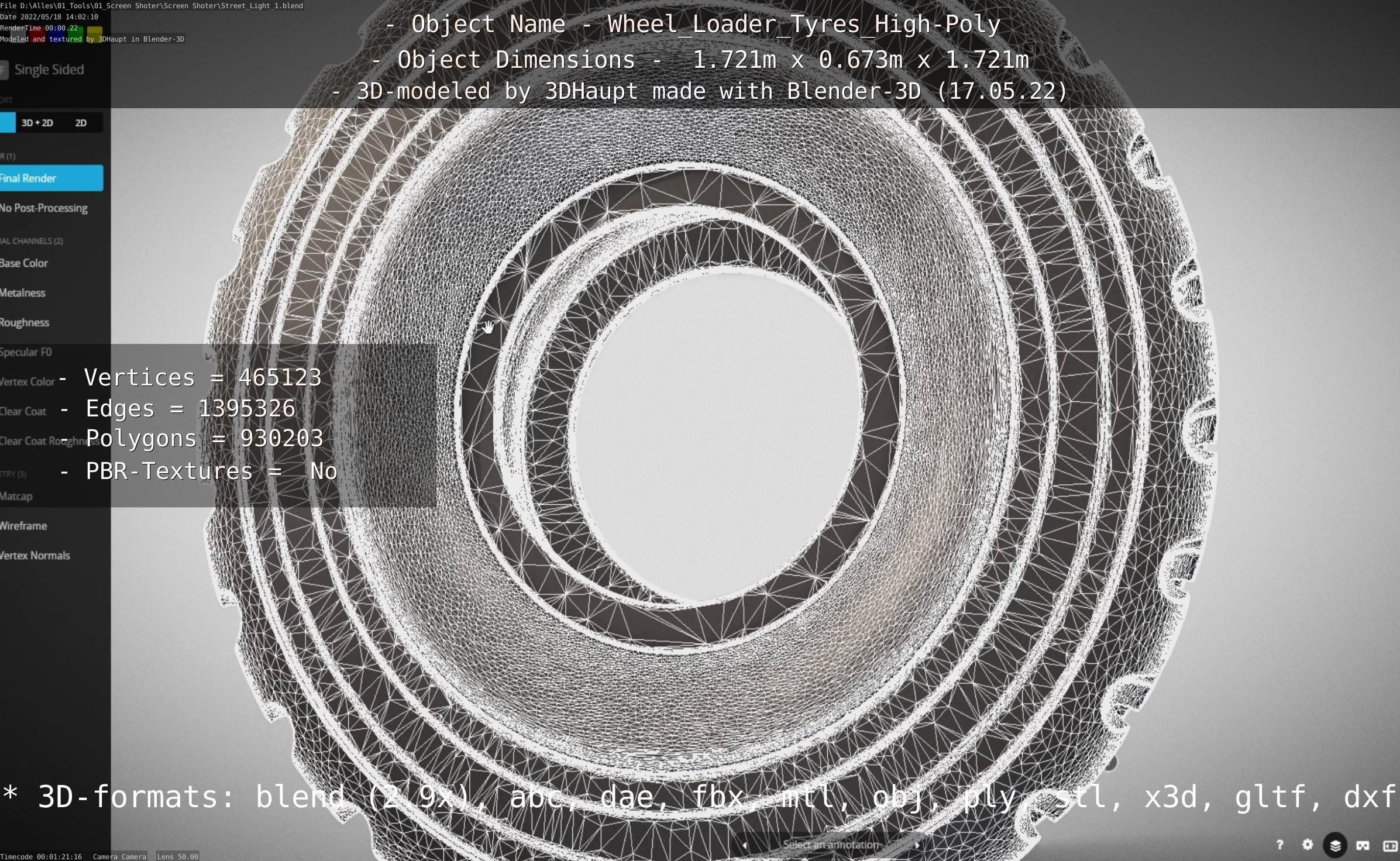 Wheel Loader Tyre High Poly Version 3D model_110