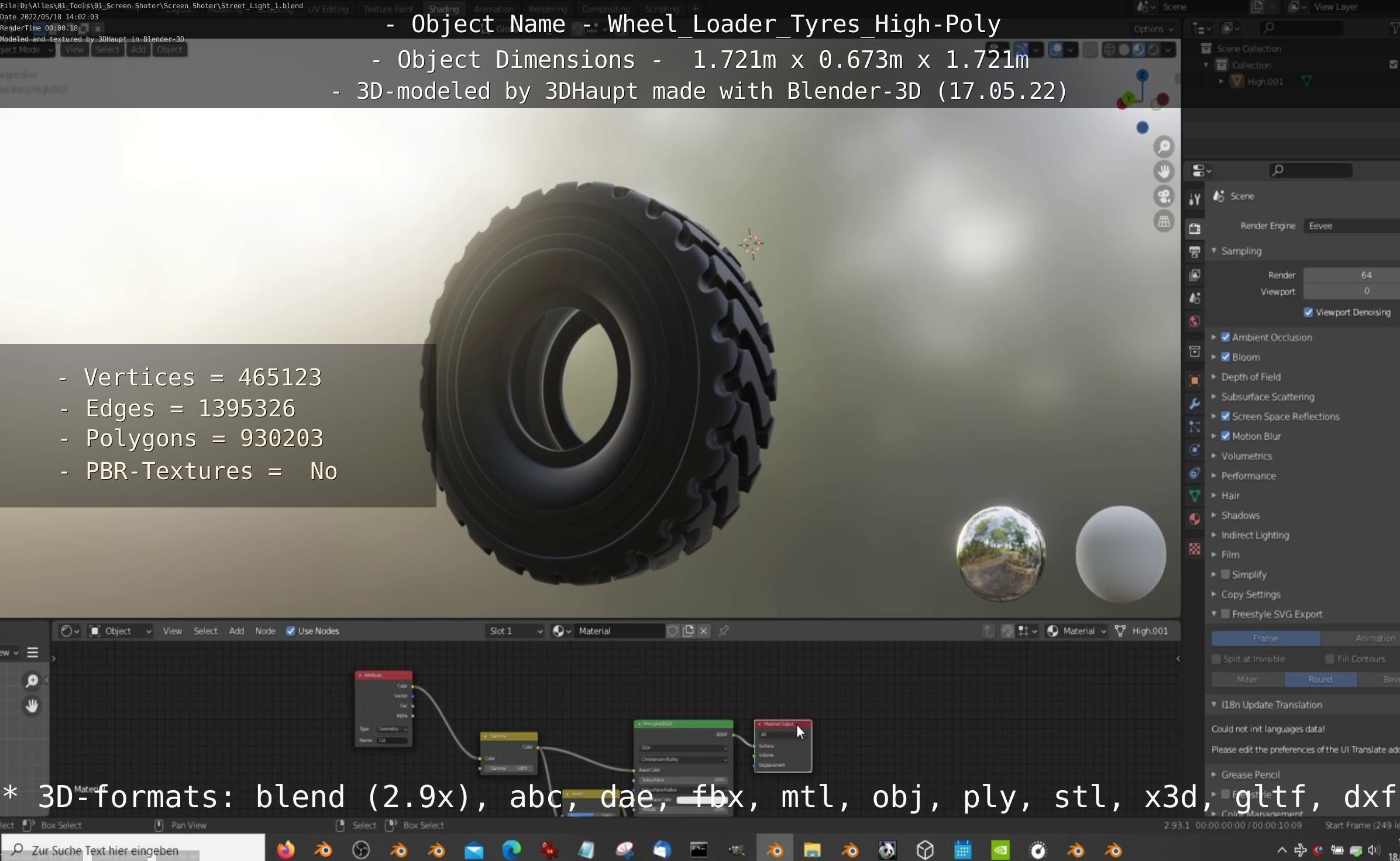 Wheel Loader Tyre High Poly Version 3D model_99