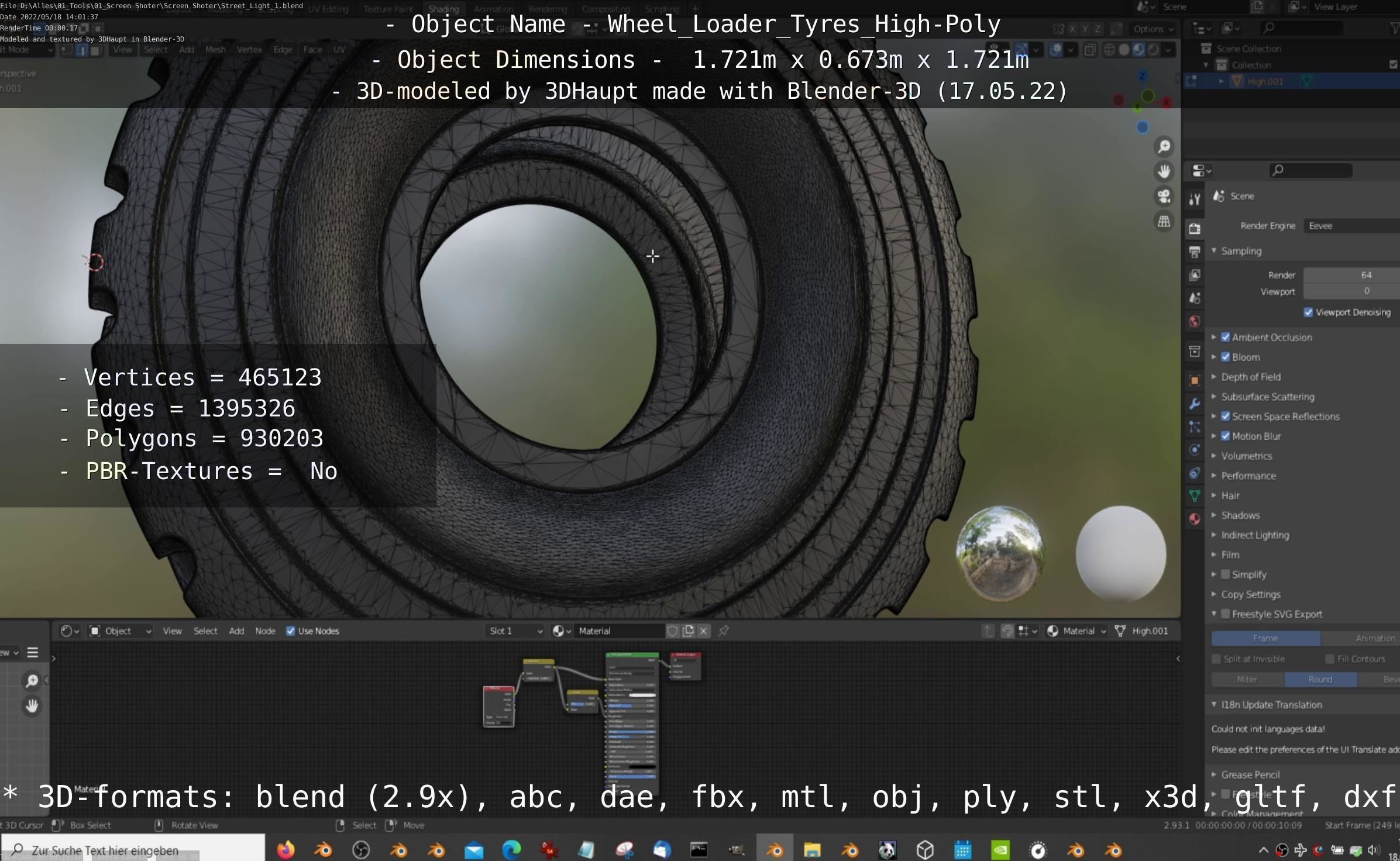 Wheel Loader Tyre High Poly Version 3D model_45