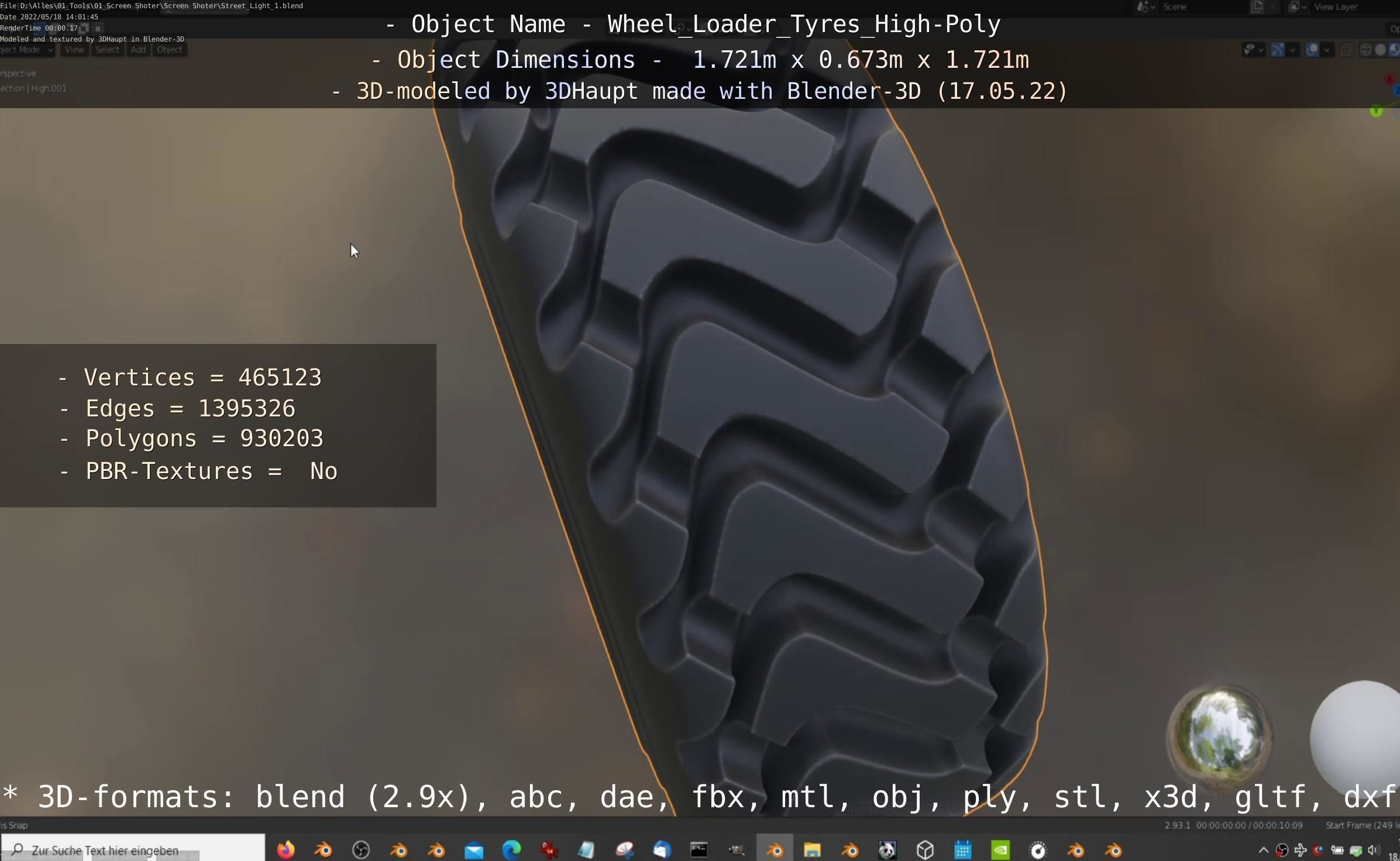 Wheel Loader Tyre High Poly Version 3D model_73
